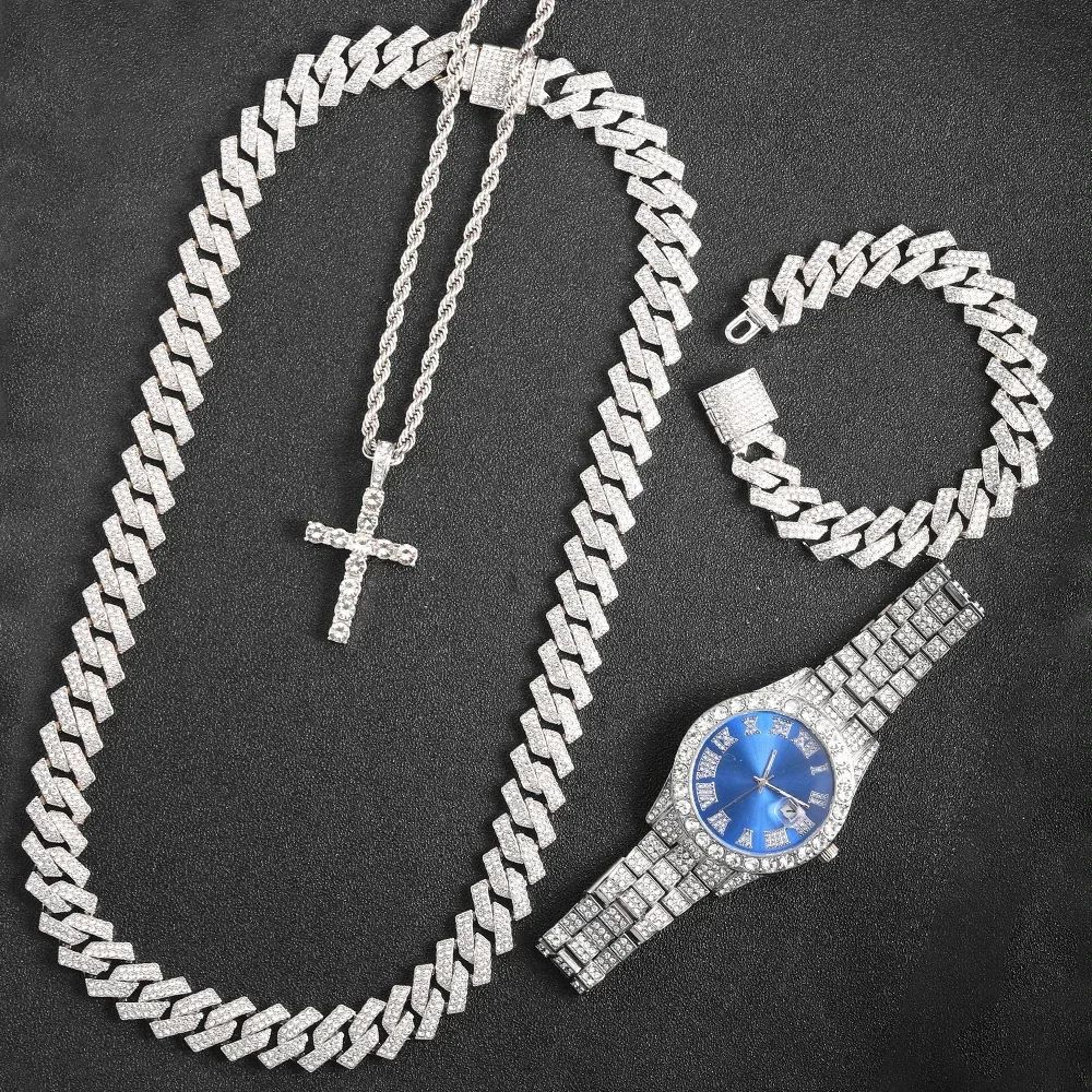 16mm Iced Out Miami Cuban Link Necklace And Bracelet Set 0
