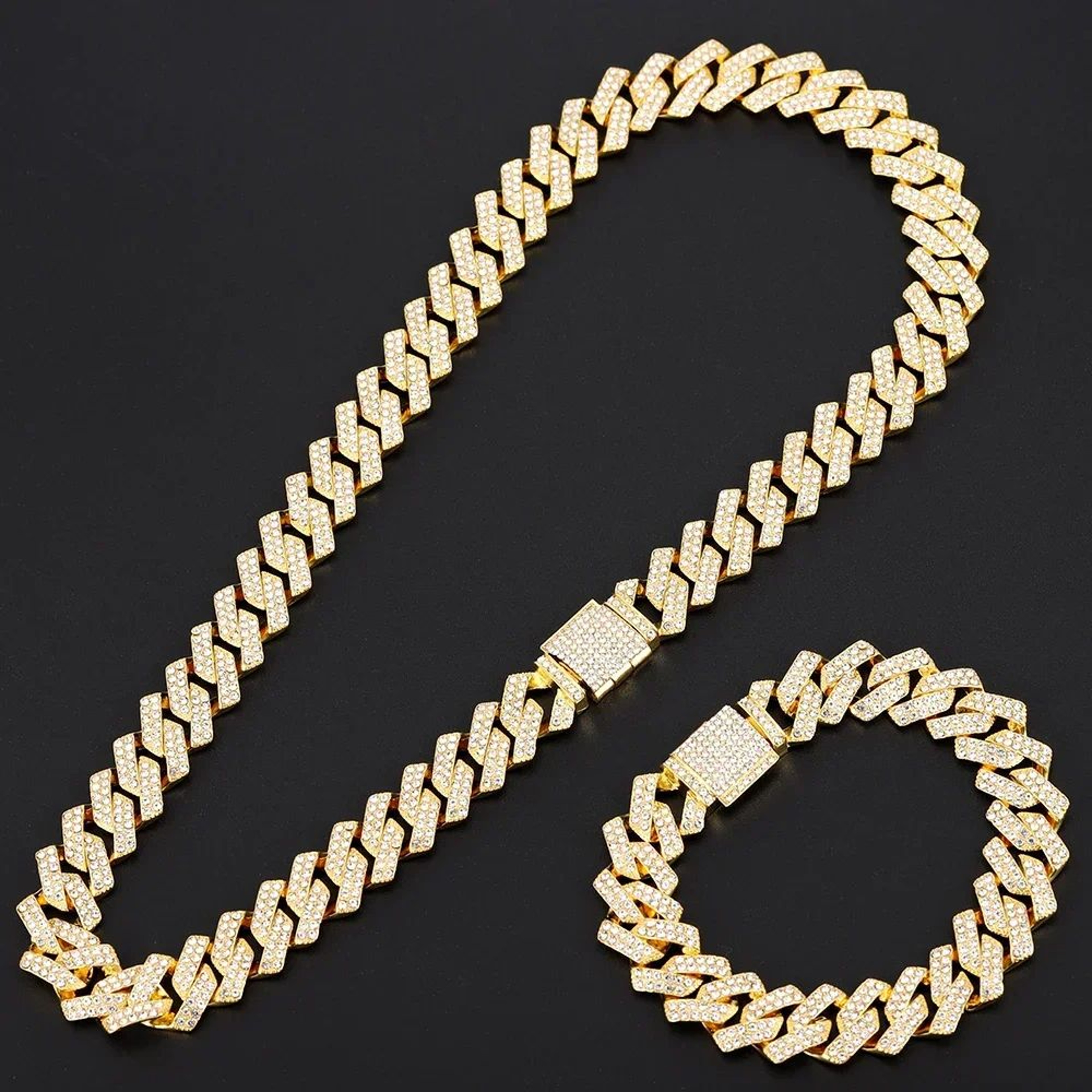 16mm Iced Out Miami Cuban Link Necklace And Bracelet Set 5