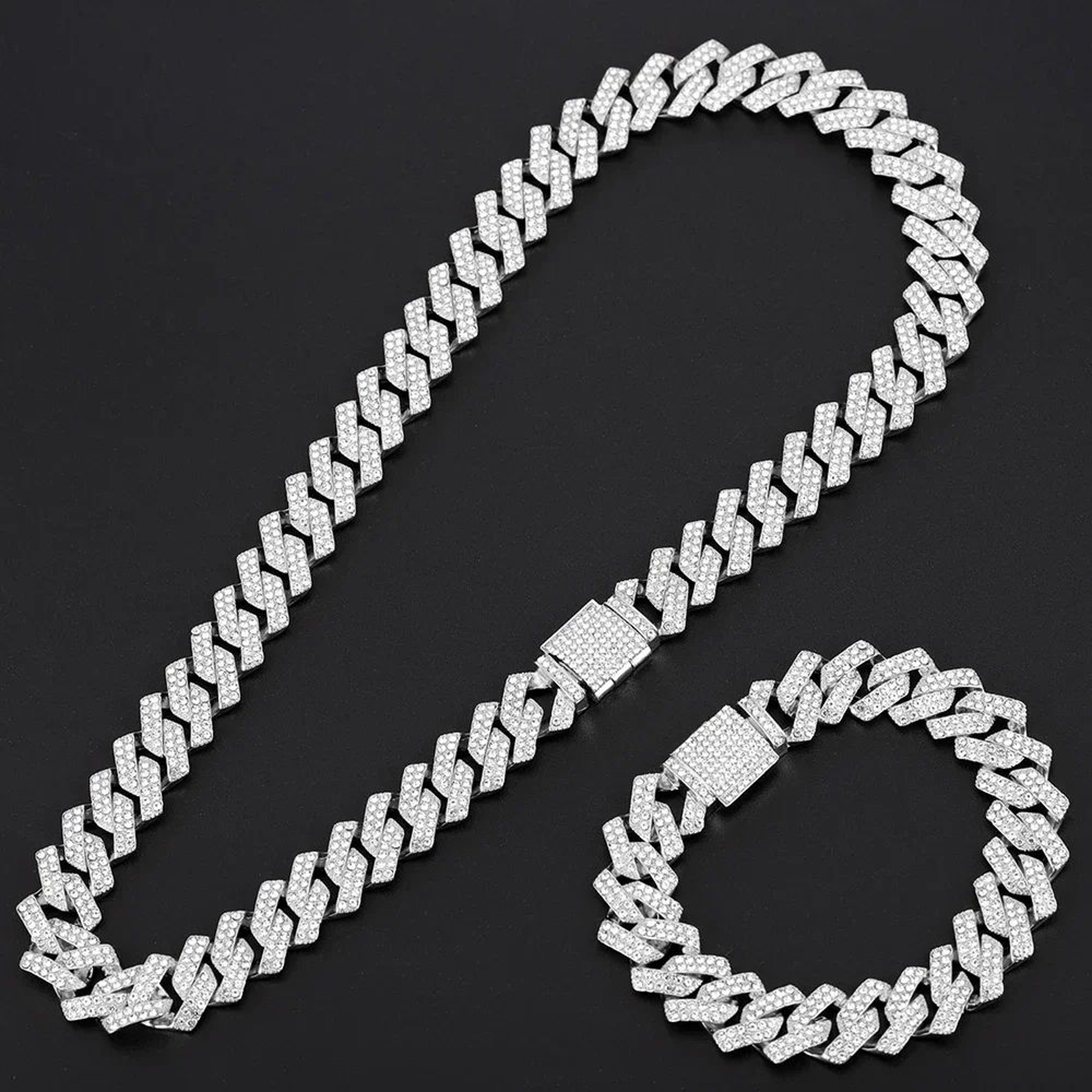 16mm Iced Out Miami Cuban Link Necklace And Bracelet Set 4