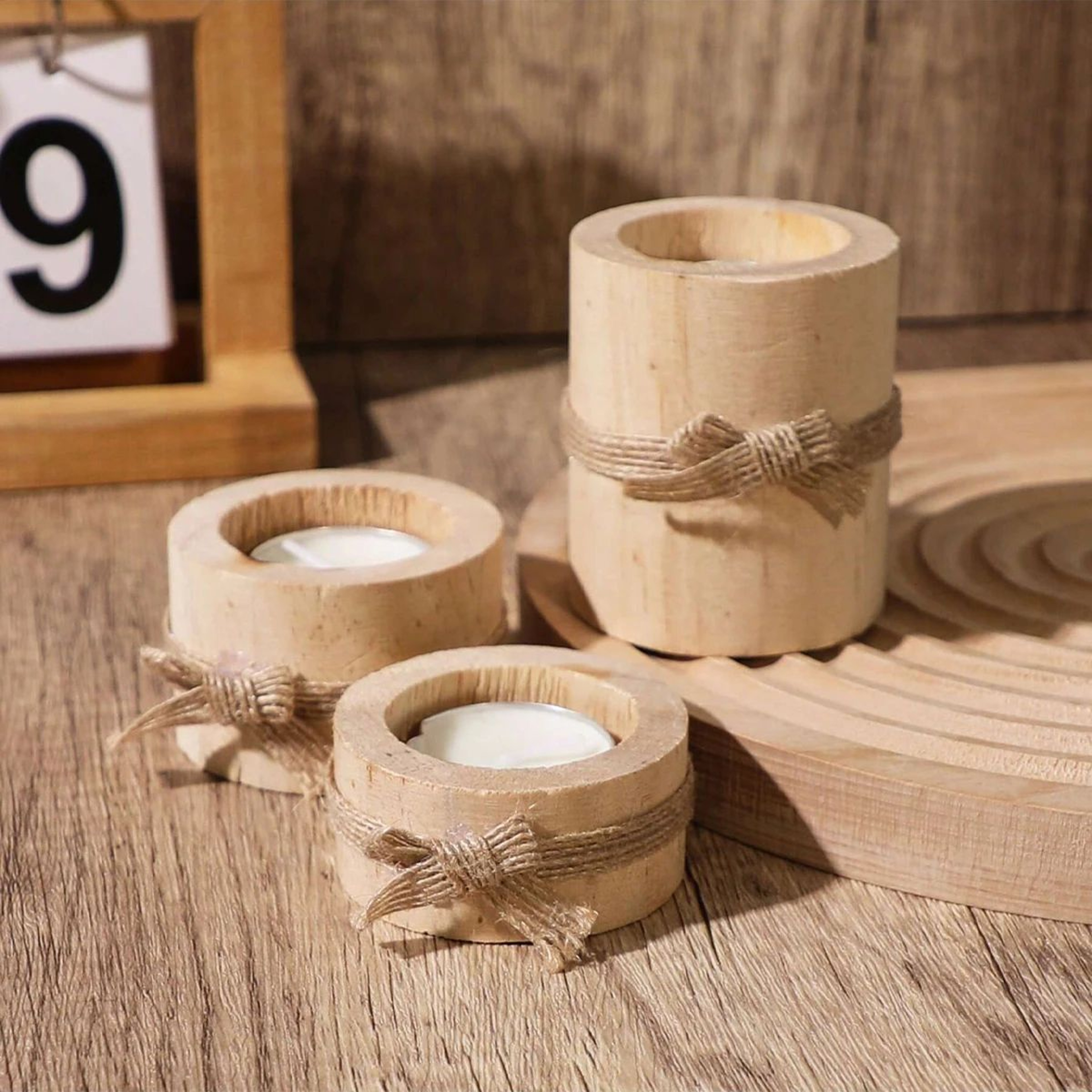 Wooden Tea Light Holder For Wedding And Birthday Table Decor 2