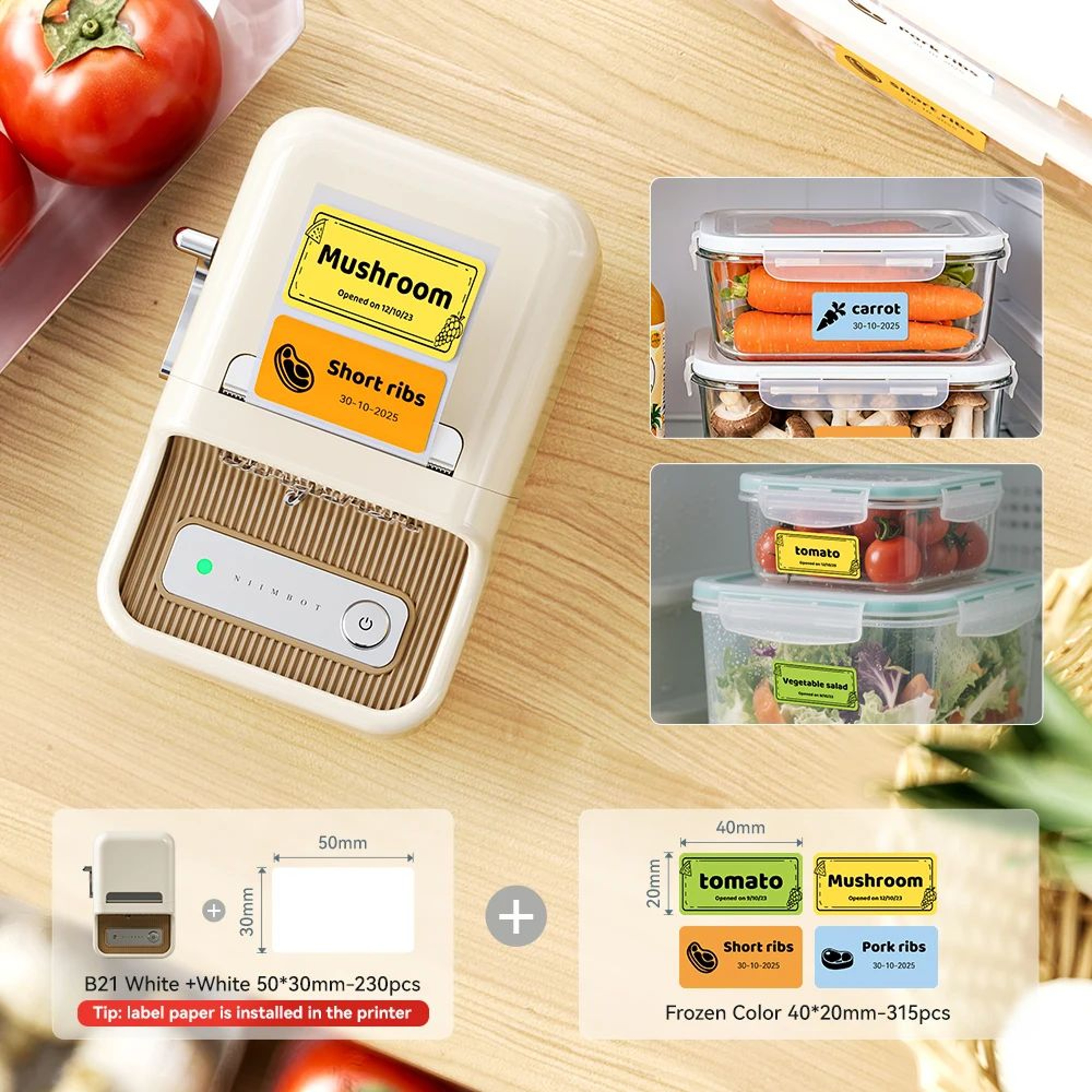 NIIMBOT B1 B21 Bluetooth Label Maker With Freezer Labels For Food Storage 18