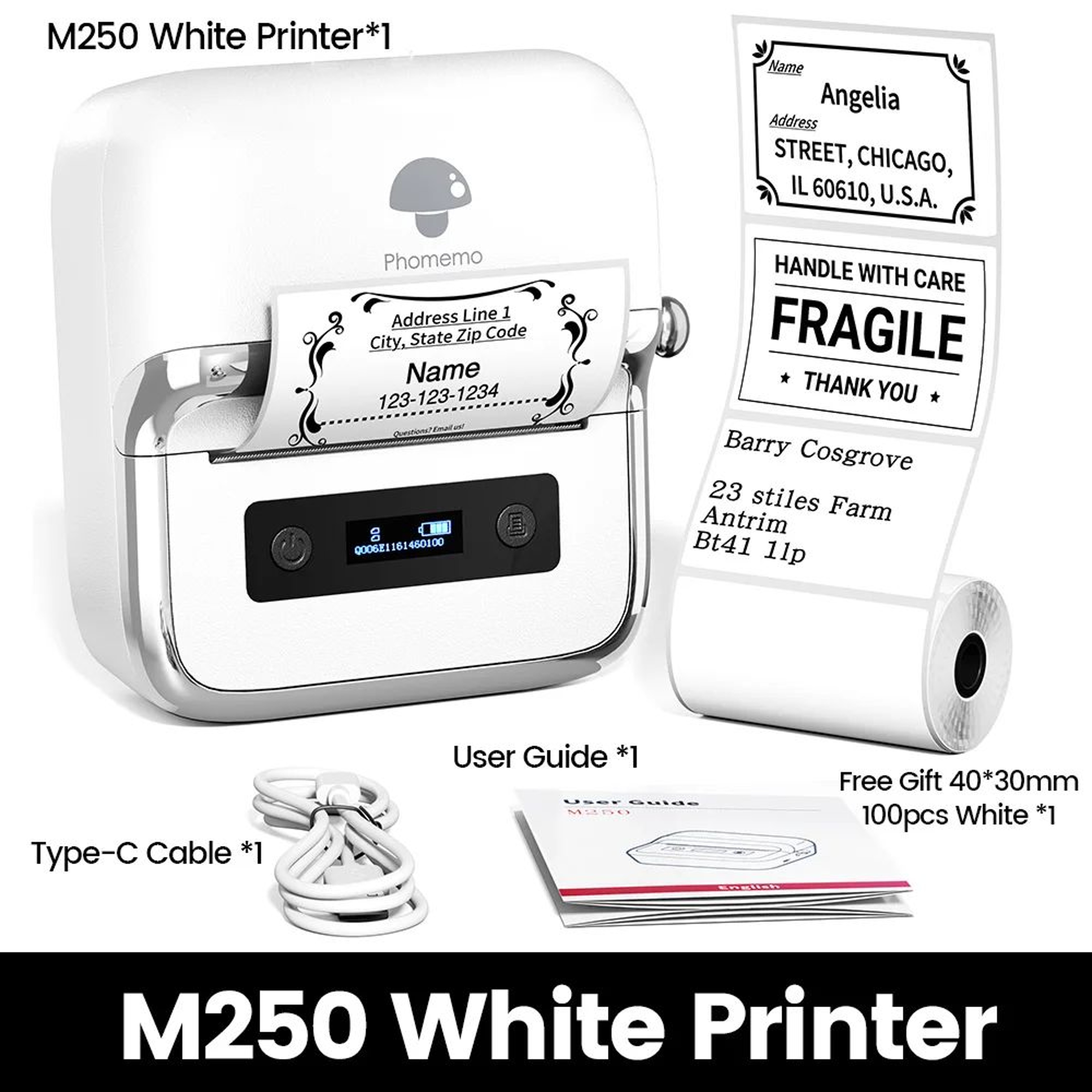 Phomemo M250 Portable 75mm Thermal Label Maker For Barcodes And Stickers 7
