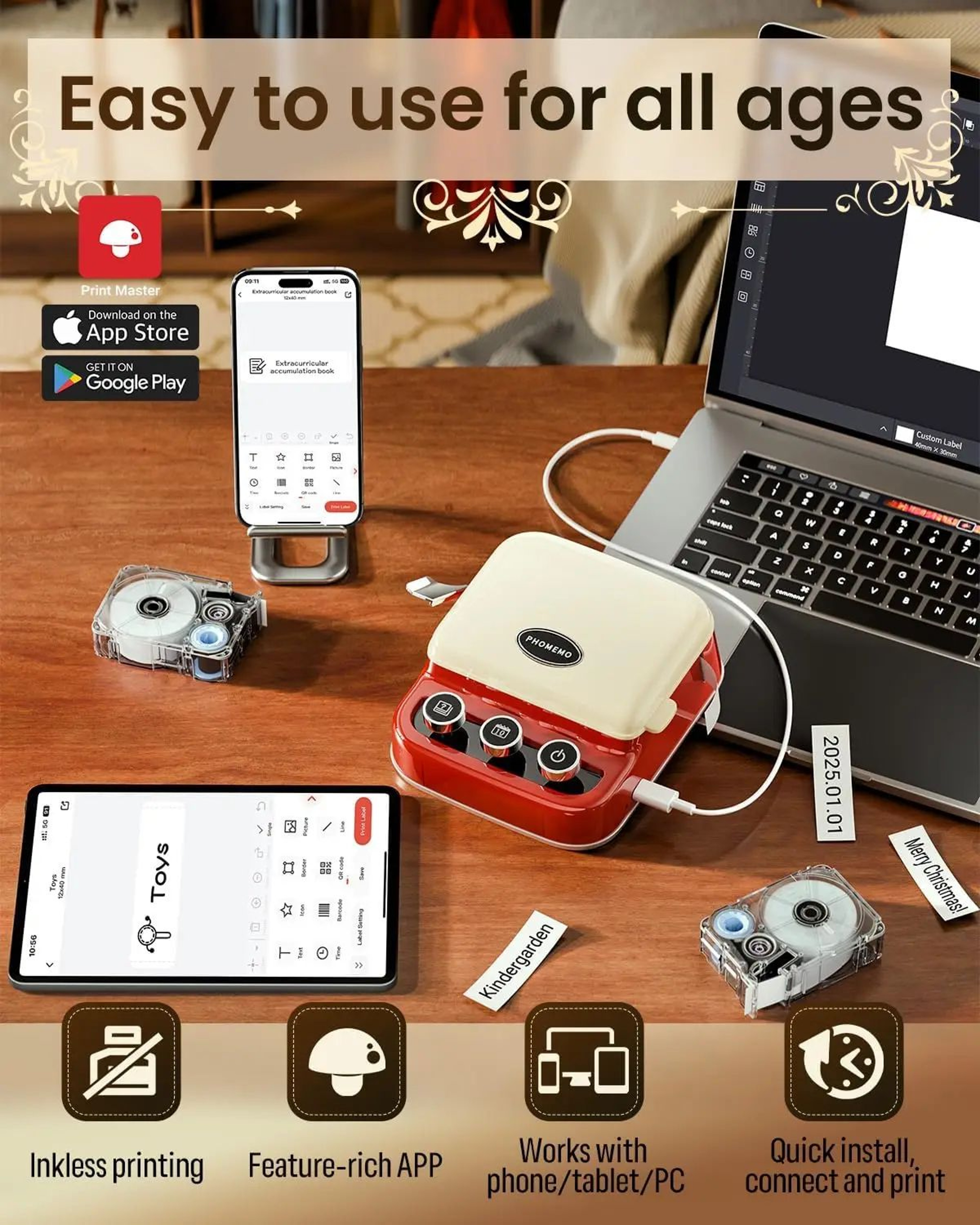 Phomemo P15 Mini Bluetooth Ribbon Label Maker For Gifts And Weddings 5
