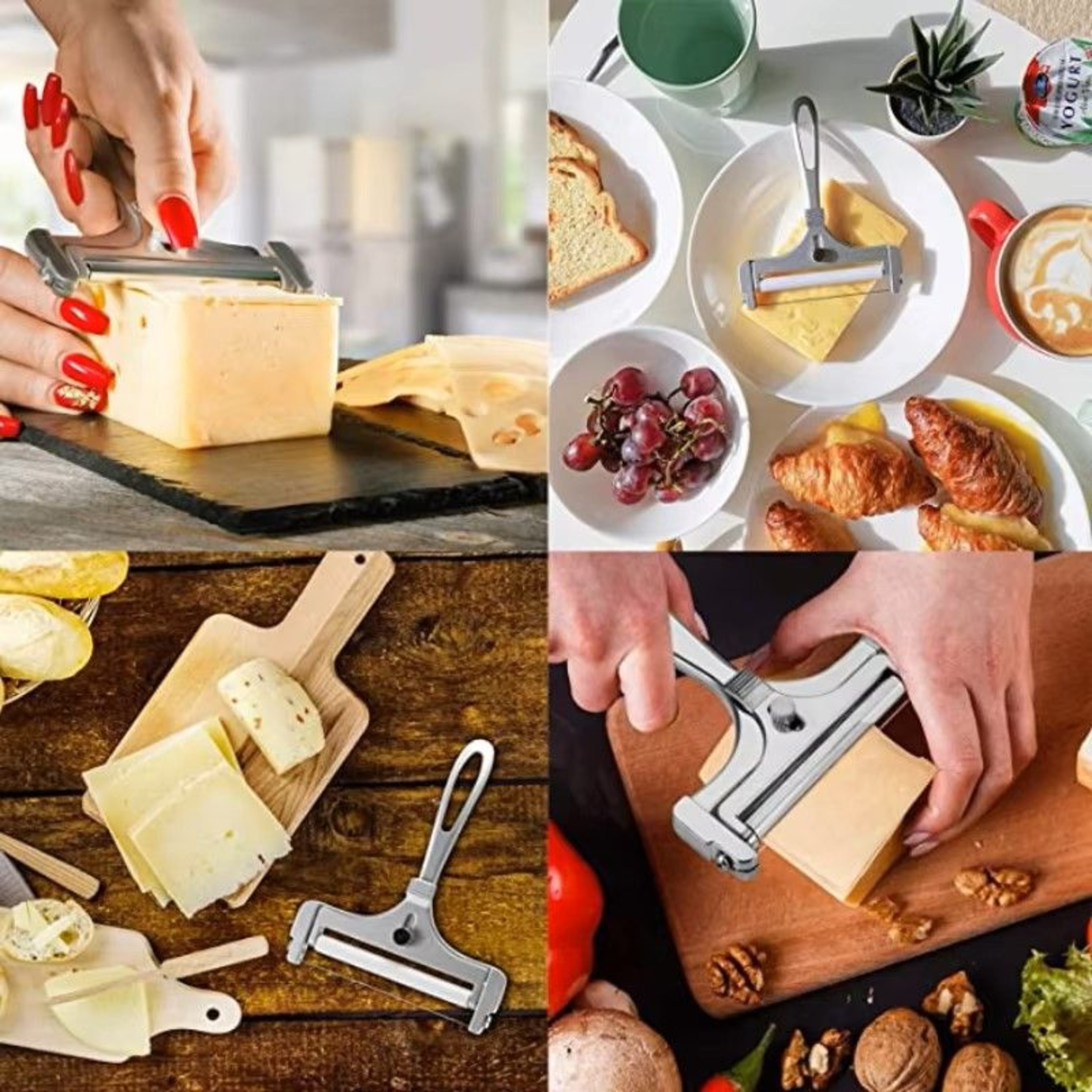 Premium Adjustable Cheese Slicer  Aluminum Alloy Wire Cutter For Soft  SemiHard Cheese 6