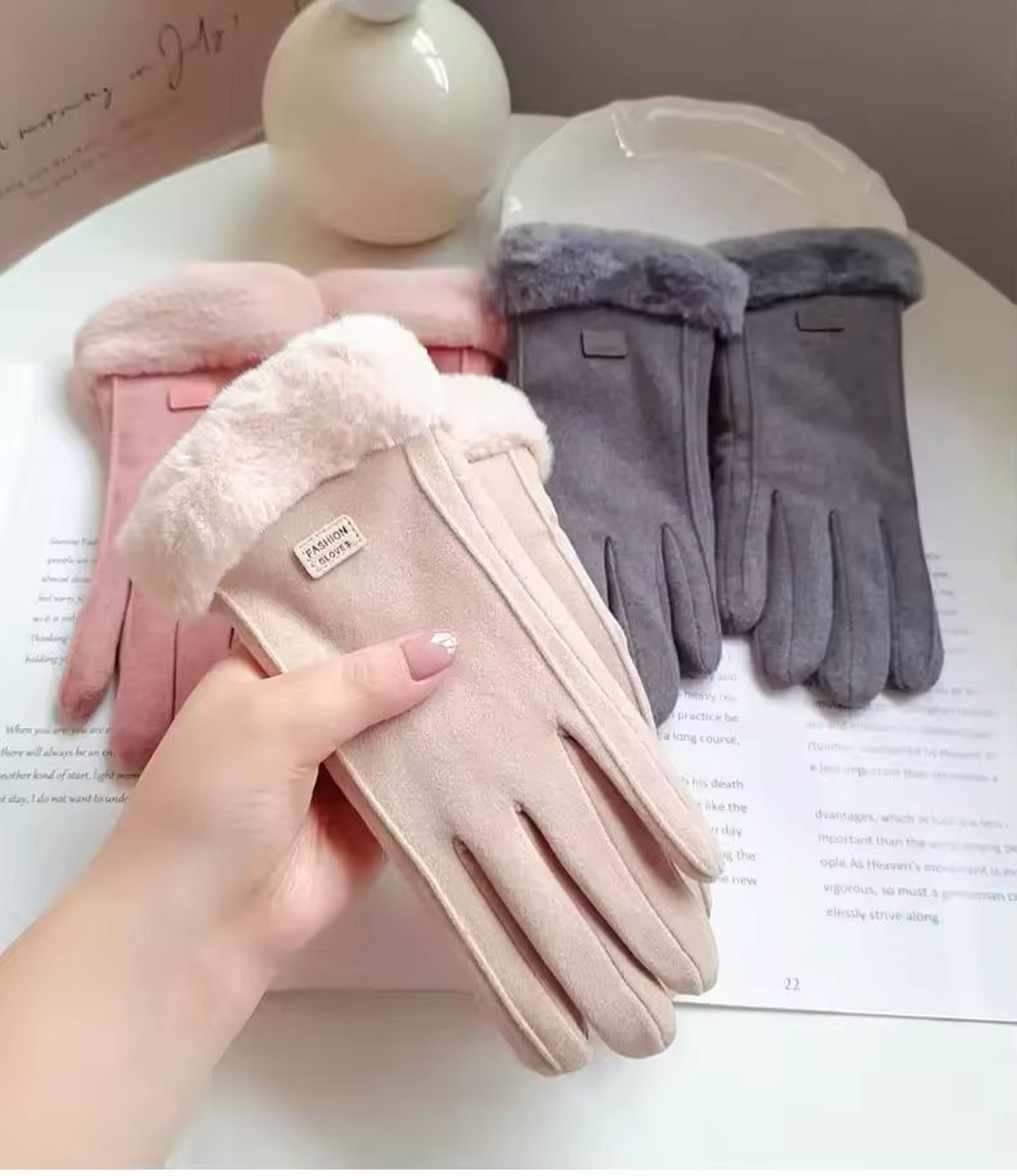 Winter Luxe Suede Touchscreen Driving  Outdoor Gloves  Plush Warm Womens Winter Gloves 1