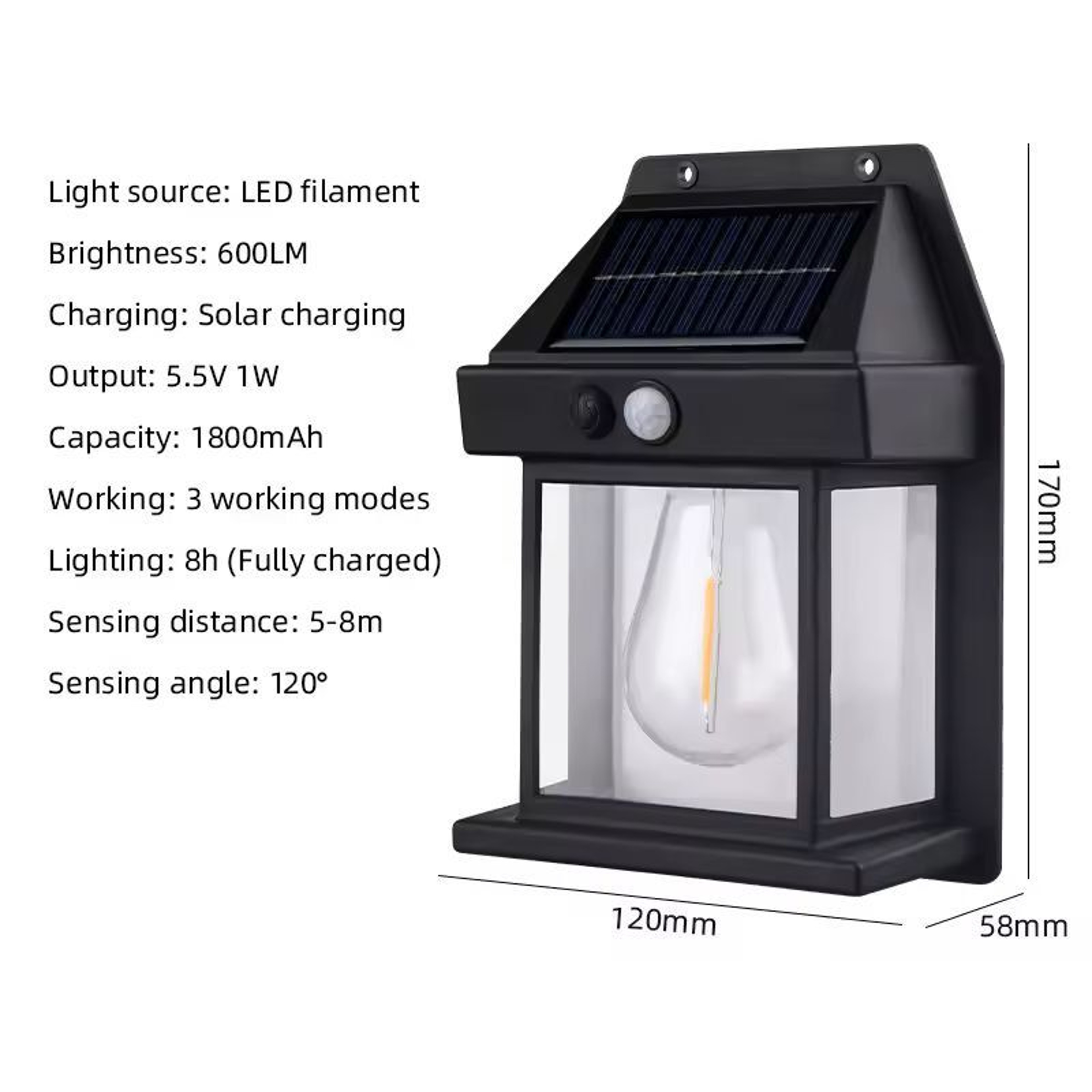 SolarGuard MotionSensor Solar Wall Light  Waterproof Exterior DusktoDawn Security Lamp 6