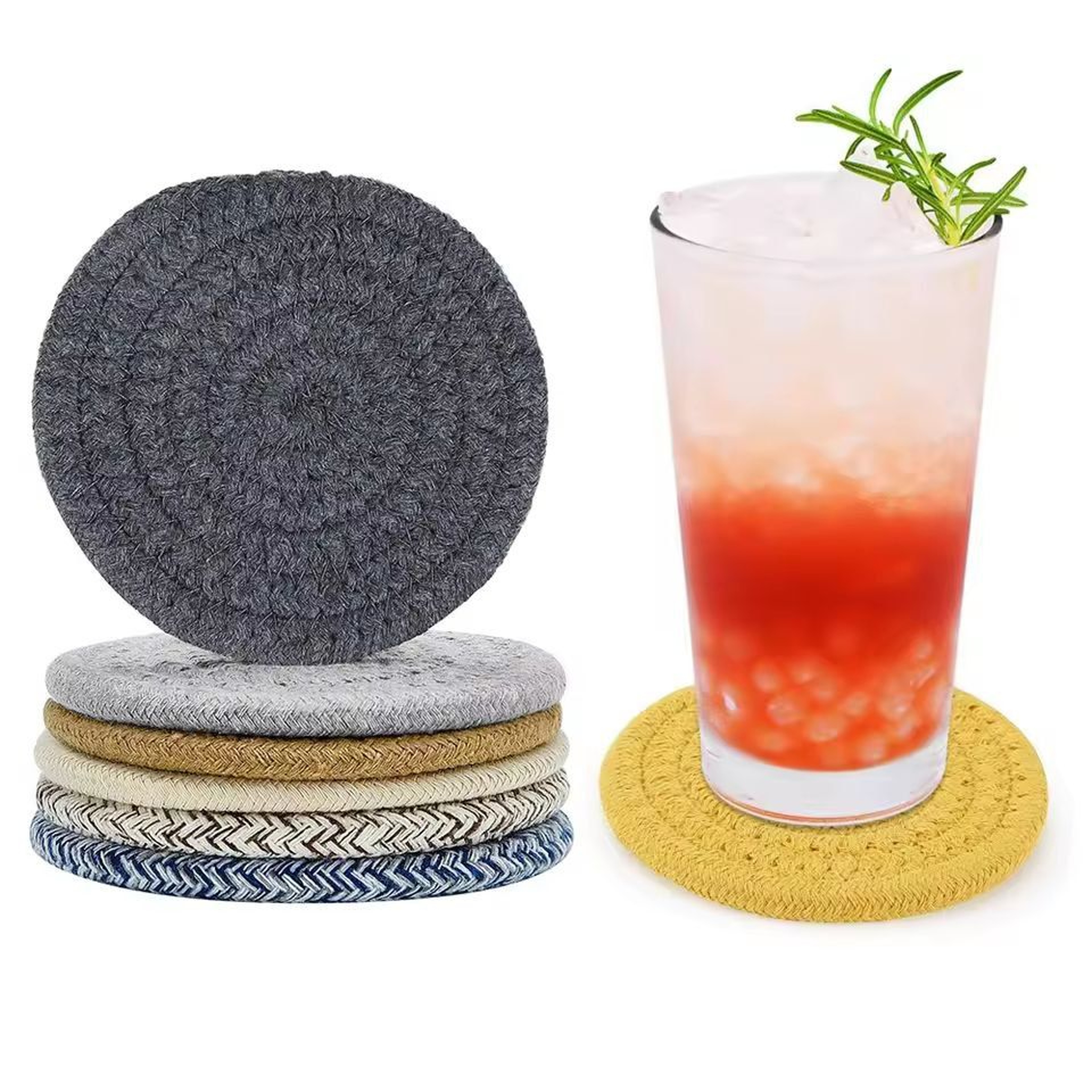 SilkWeave Round Cotton Cup Mat  12 Cm Stylish Tabletop Coaster  HeatProtection Pot Holder 10