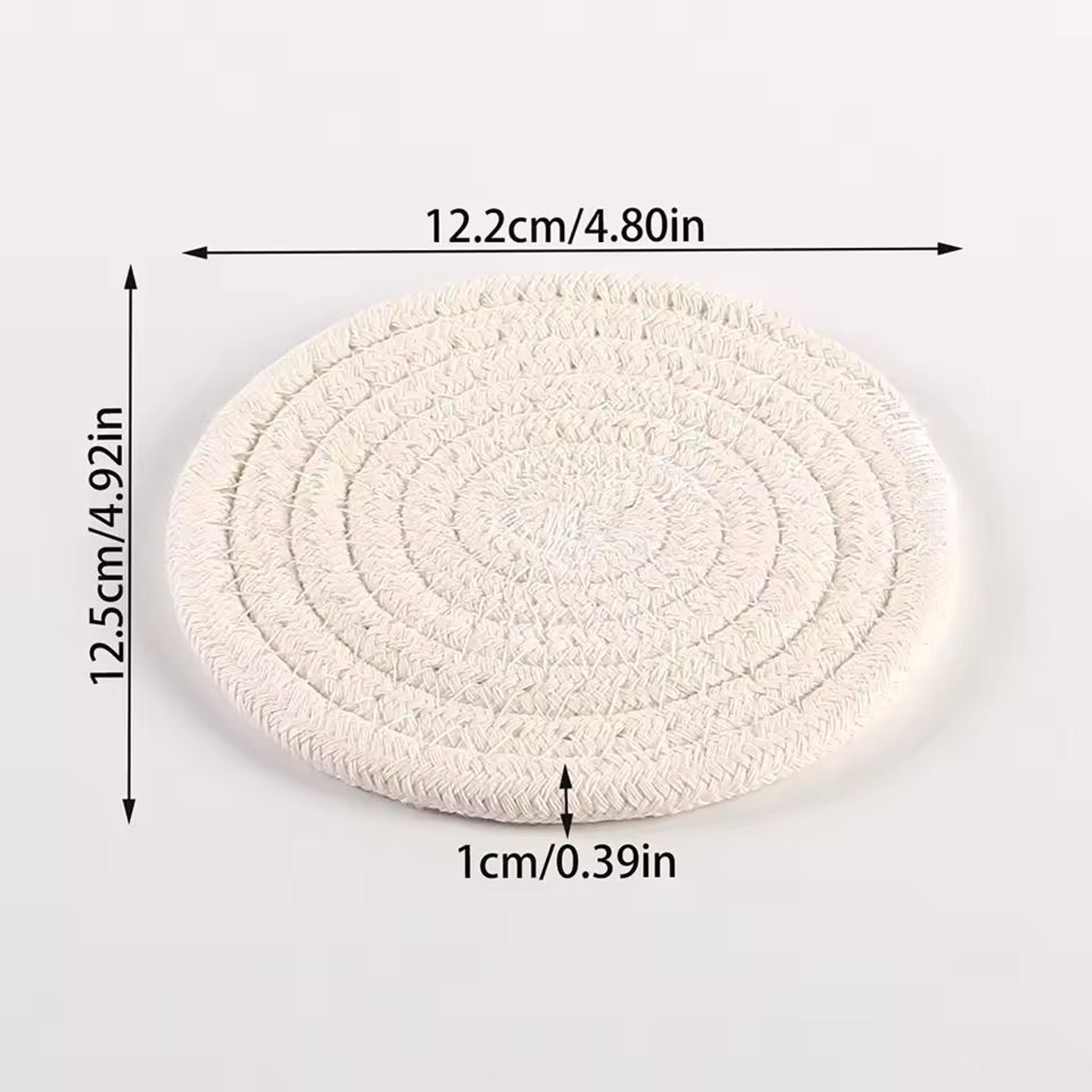 SilkWeave Round Cotton Cup Mat  12 Cm Stylish Tabletop Coaster  HeatProtection Pot Holder 12