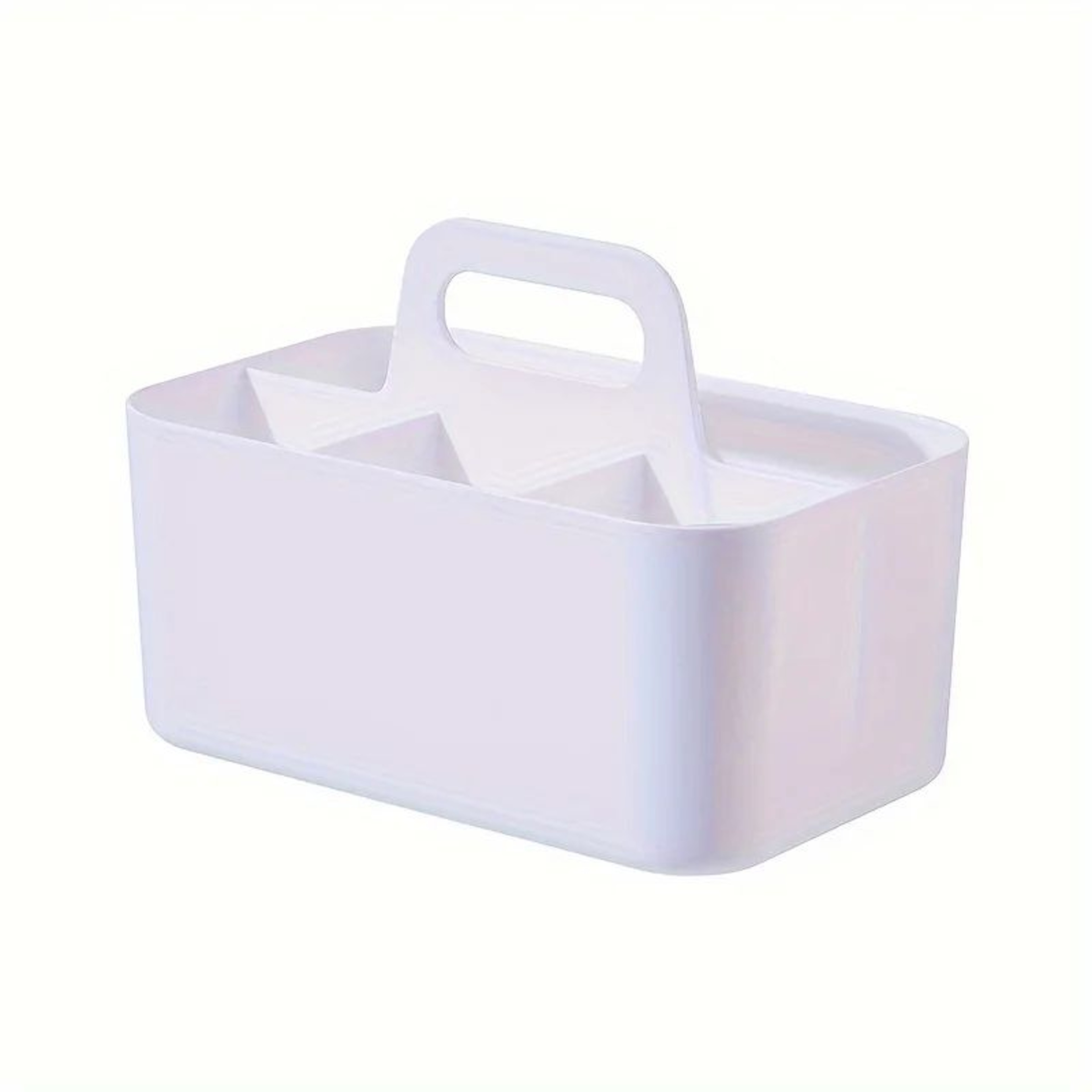 Compact 5Compartment Portable Desk Organizer  Plastic Storage Basket With Handle 8