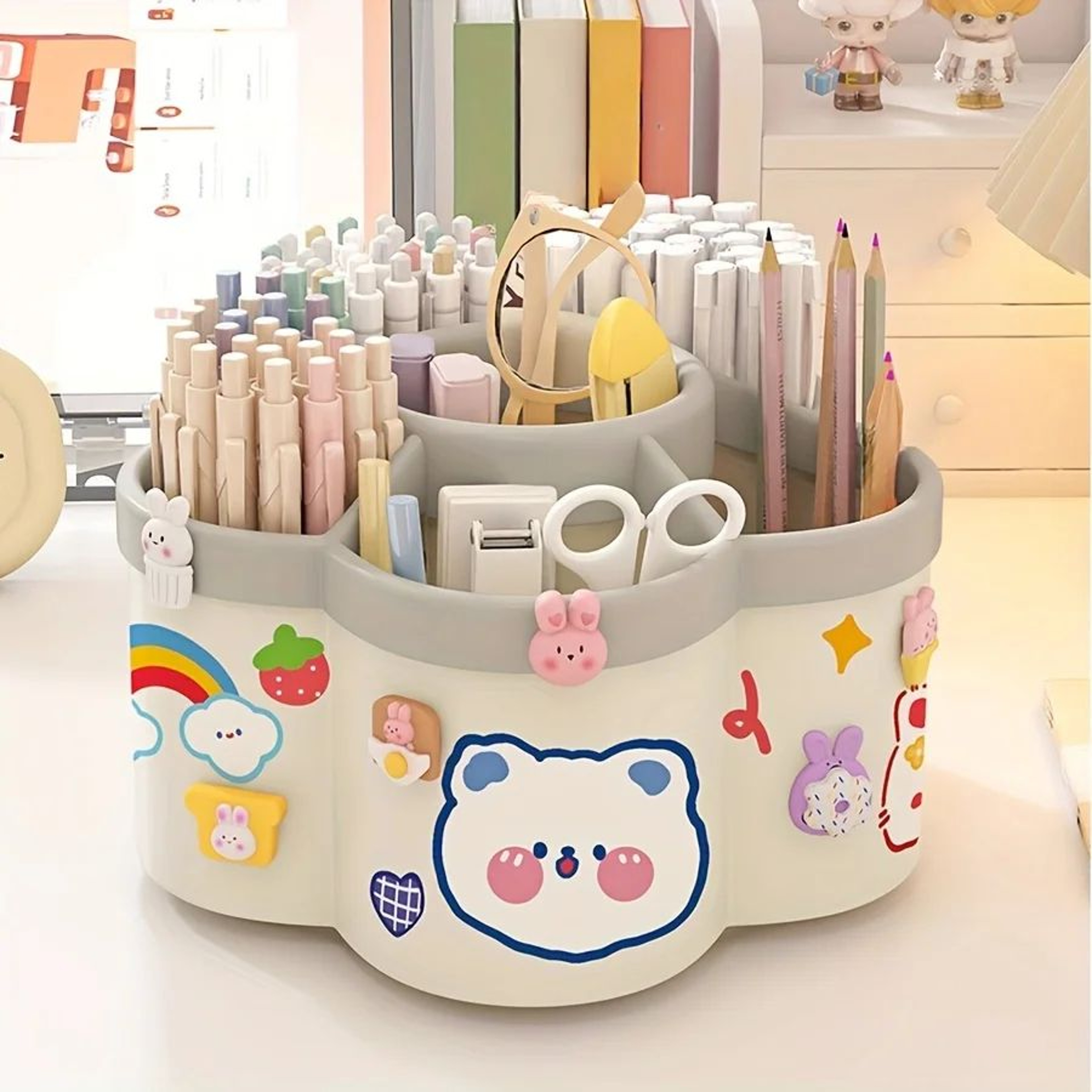 360 Rotating Desk Organizer  Smart Desk Storage Caddy For Effortless Office And Dorm Organization 7