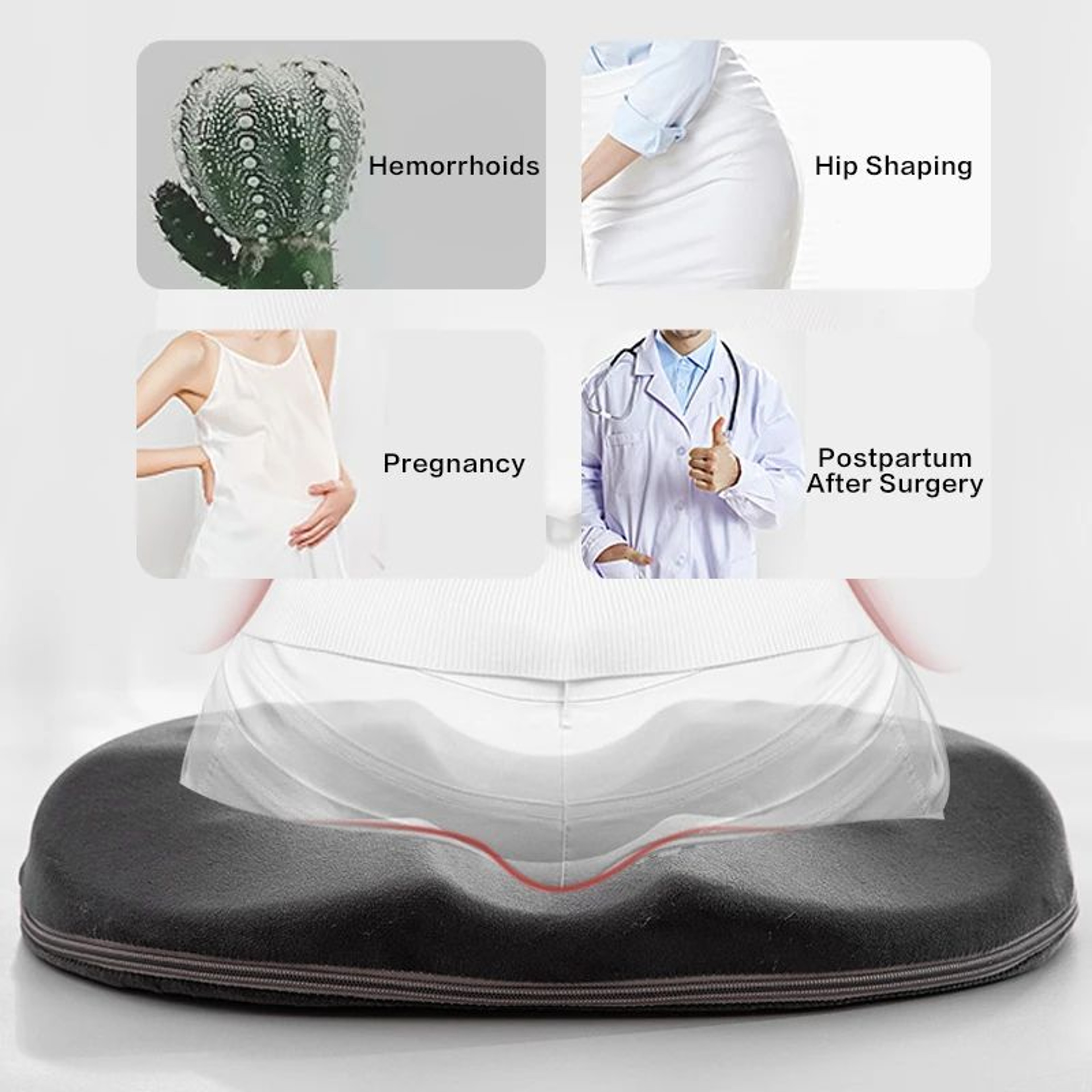 ComfortPlus Memory Foam Donut Cushion  Tailbone  Hemorrhoid Relief Seat Pad 3
