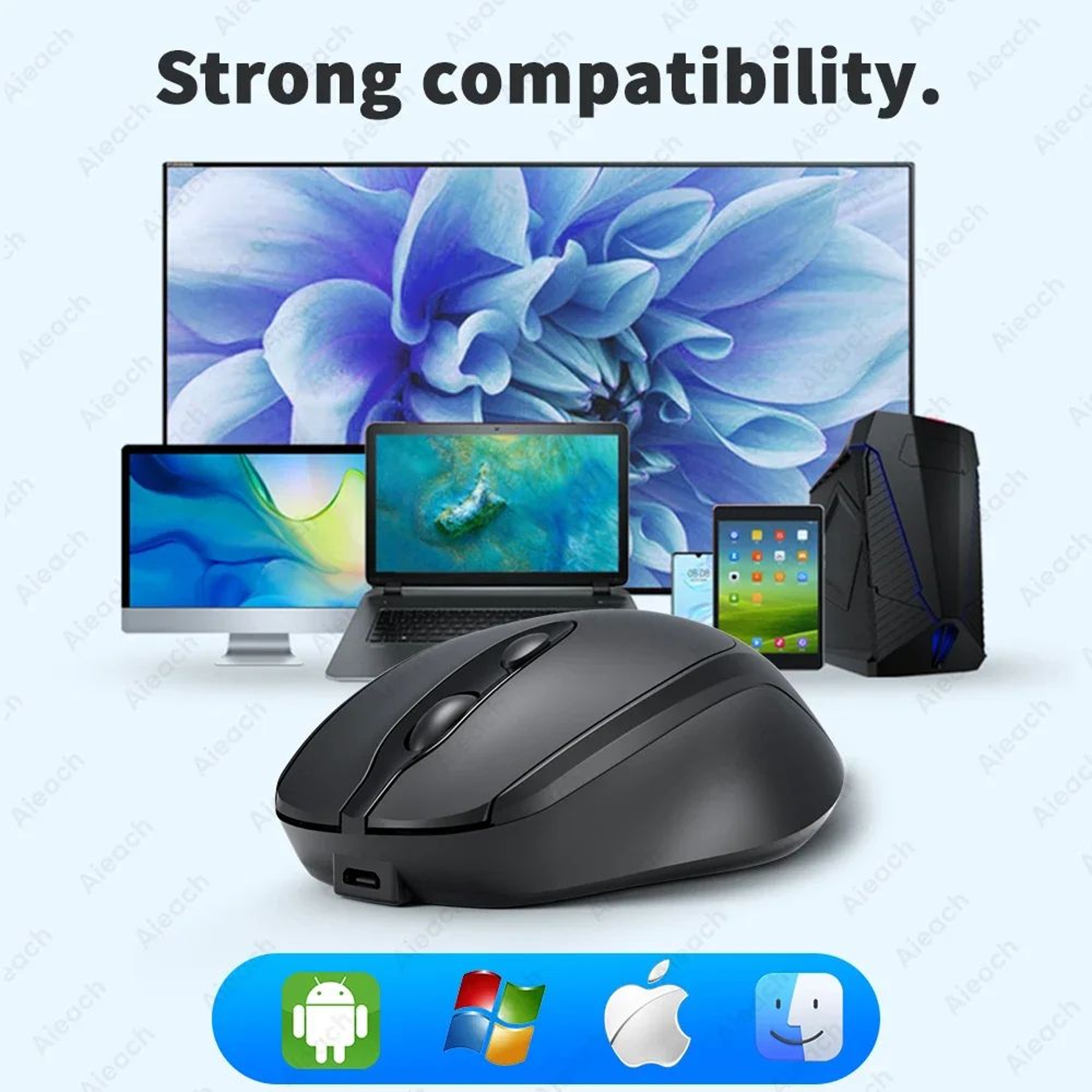 Aieach Silent Rechargeable Wireless Bluetooth Mouse  Ergonomic Precision For Work  Play 1