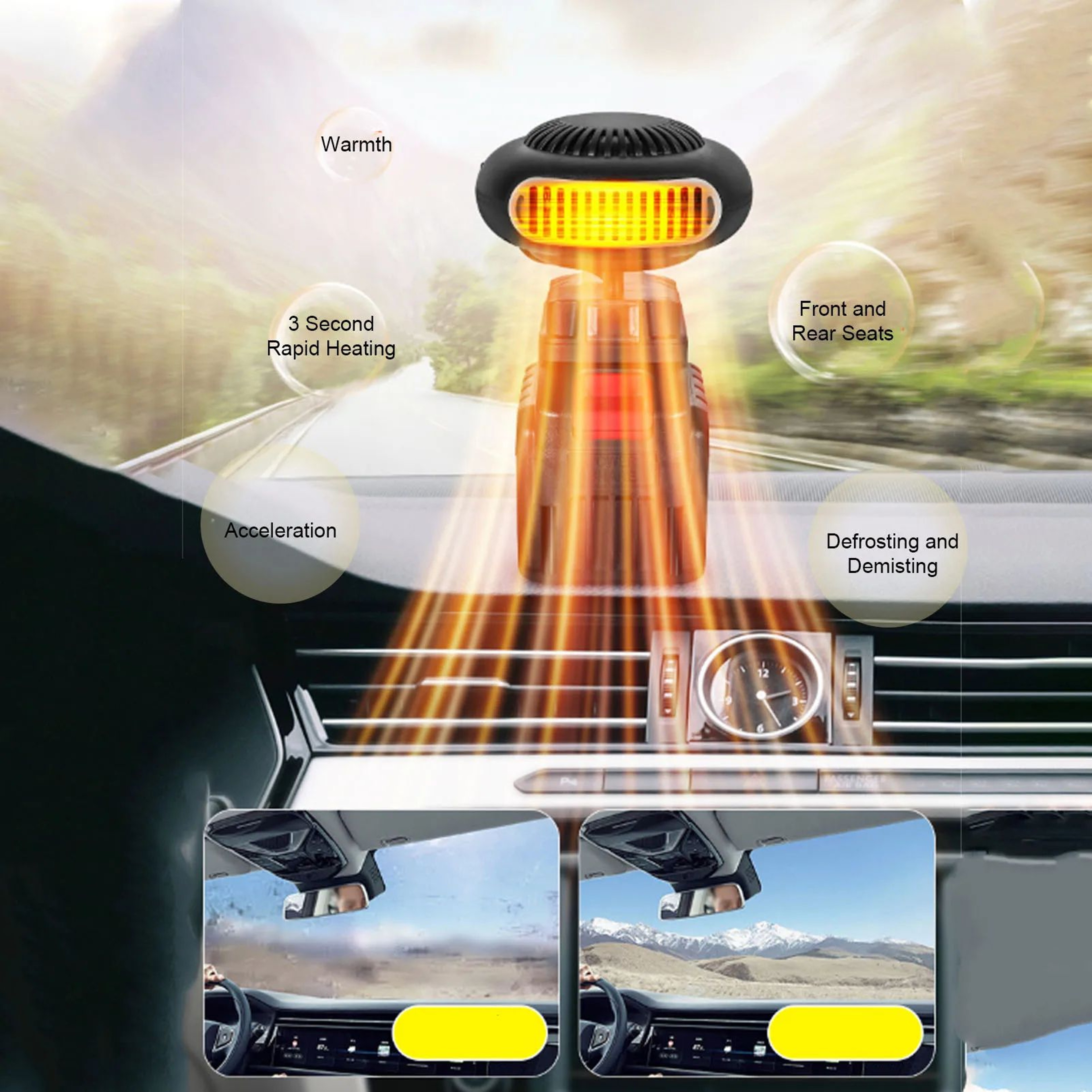 Portable Car Heater  Windshield Defroster  USB Rechargeable Fast Heating Cordless Heater 3