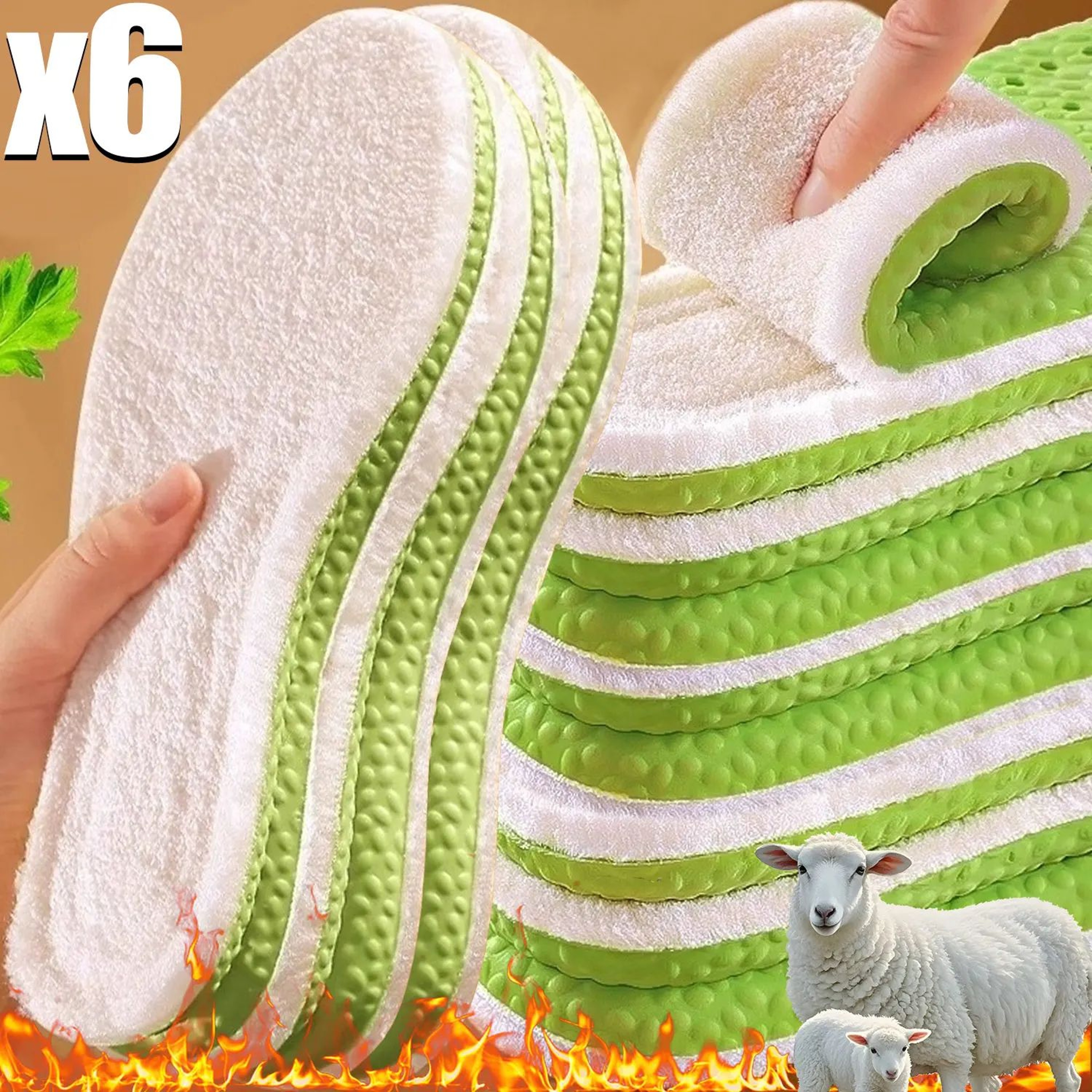 Premium Wool Thermal Insoles With Arch Support  Shock Absorption 0