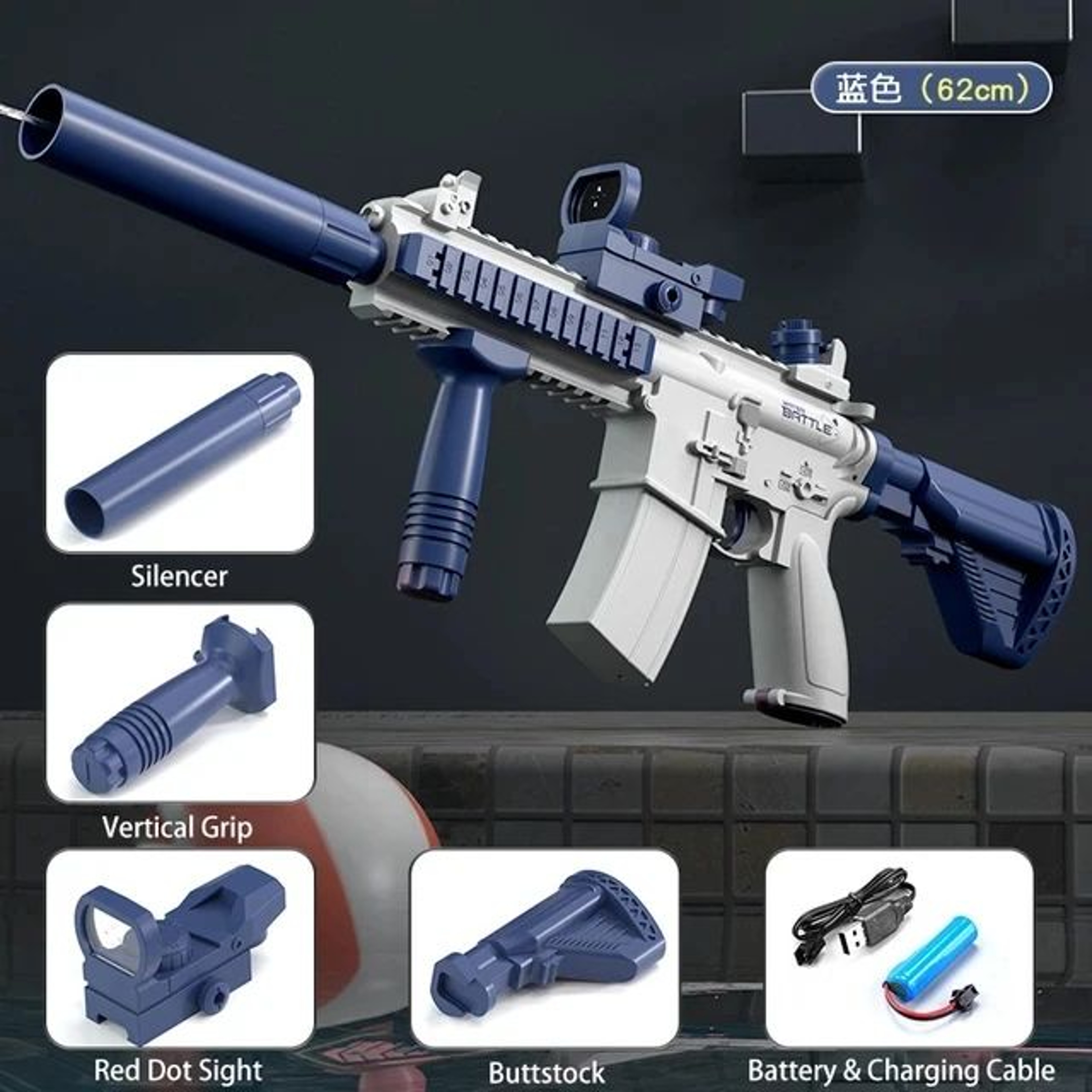 Electric Water Gun With LED Light  Rechargeable Automatic Water Blaster HighPressure Continuous Spr 12
