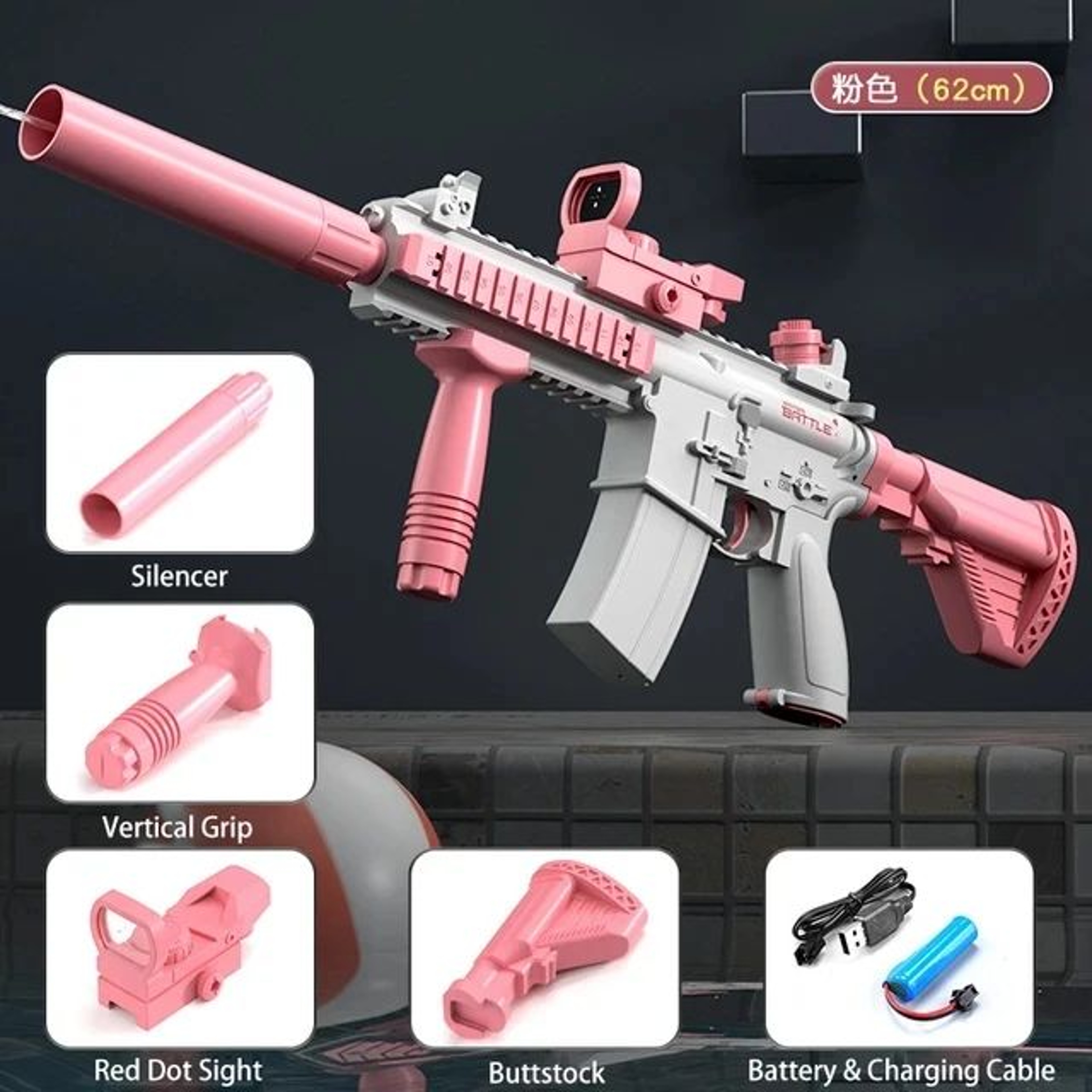 Electric Water Gun With LED Light  Rechargeable Automatic Water Blaster HighPressure Continuous Spr 13