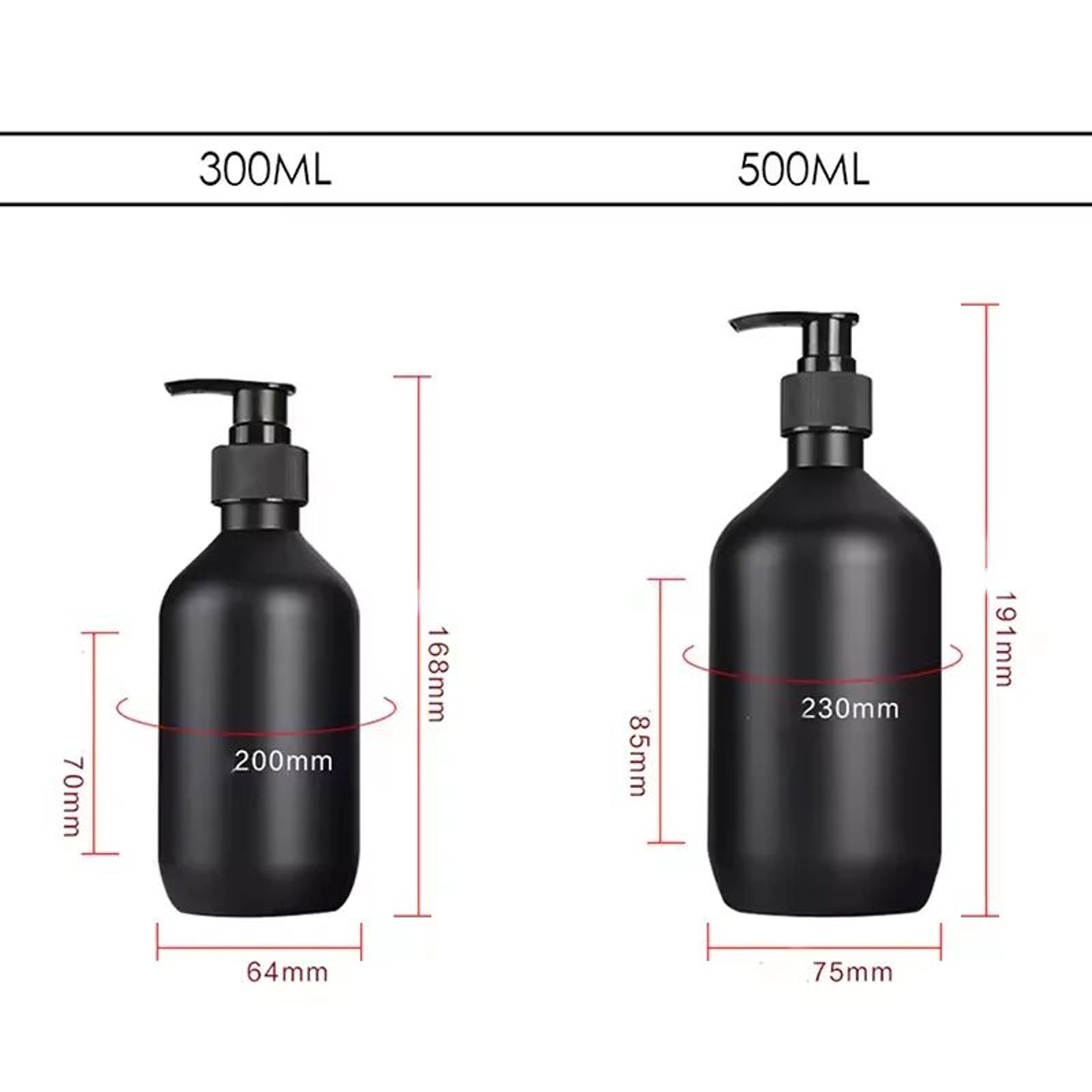 Matte Black Refillable Pump Dispenser Bottle 300500ml For Soap Shampoo  Lotion 5