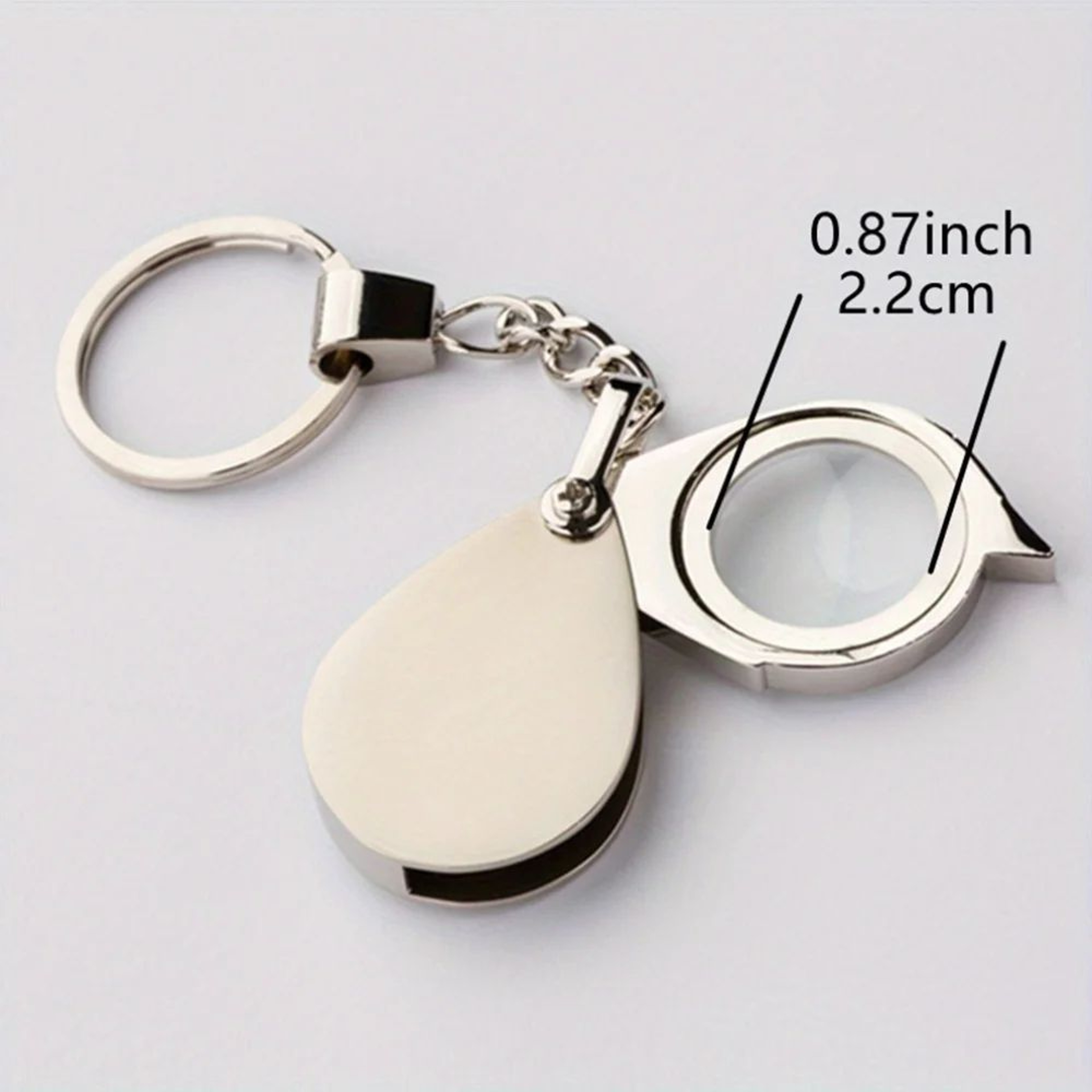 Metal Keychain Magnifying Glass  Portable Folding Magnifier With HD Glass Lens 1