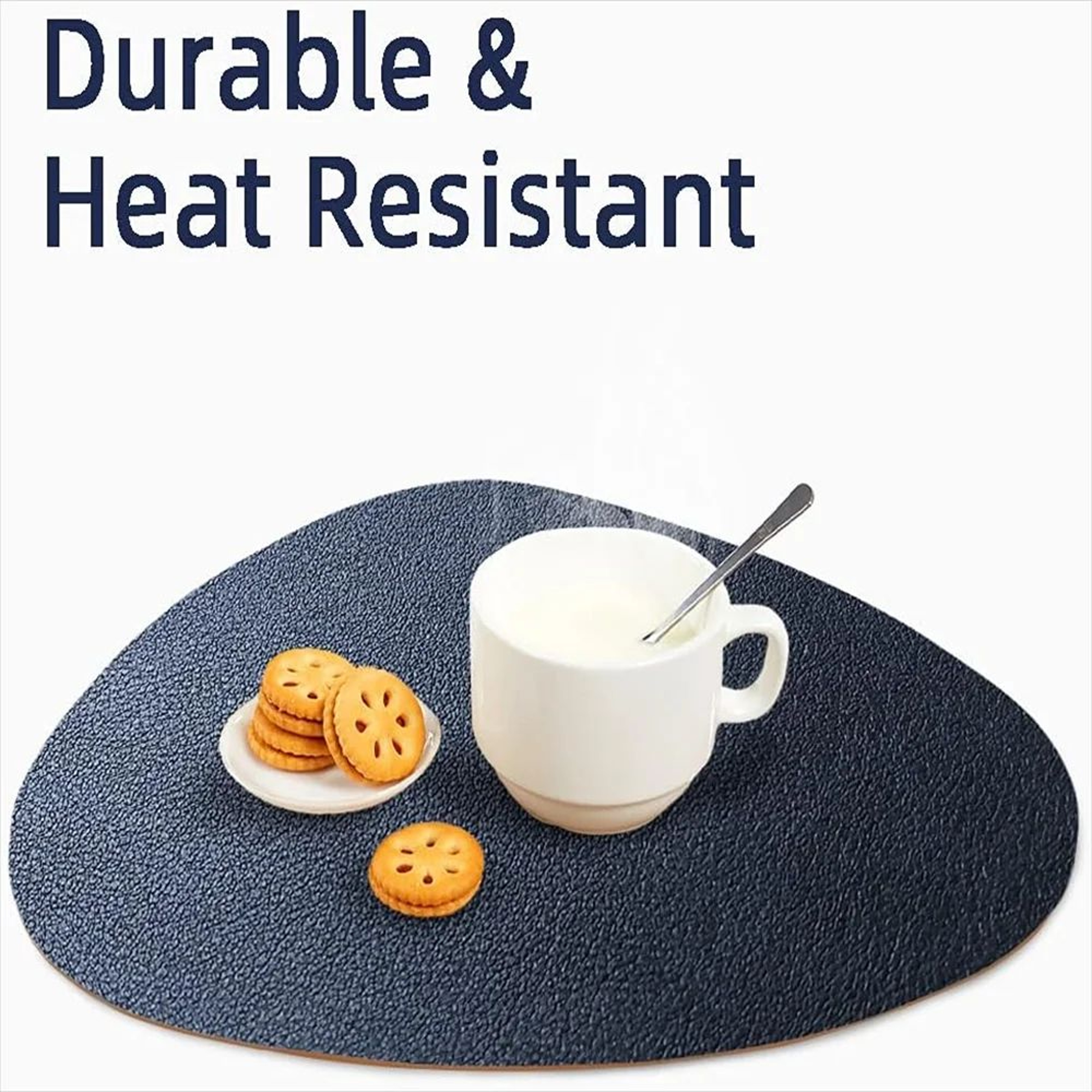 Waterproof Faux Leather Placemats Set  Wipeable Heat Resistant NonSlip Table Mats 2