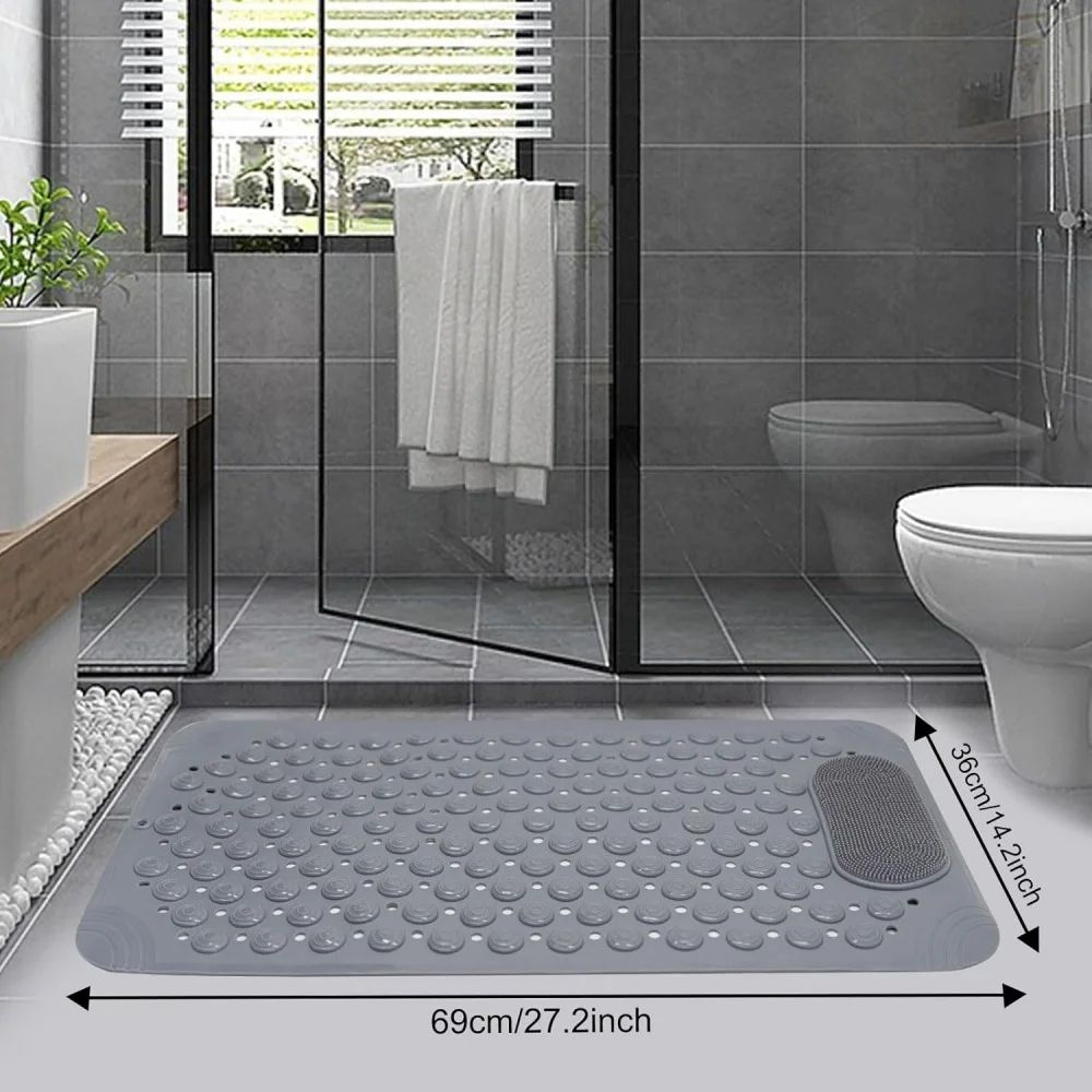 HotelQuality NonSlip Shower Mat 380MM X 690MM With Strong Suction Cups  Luxury AntiSlip Bathroom Sa 1