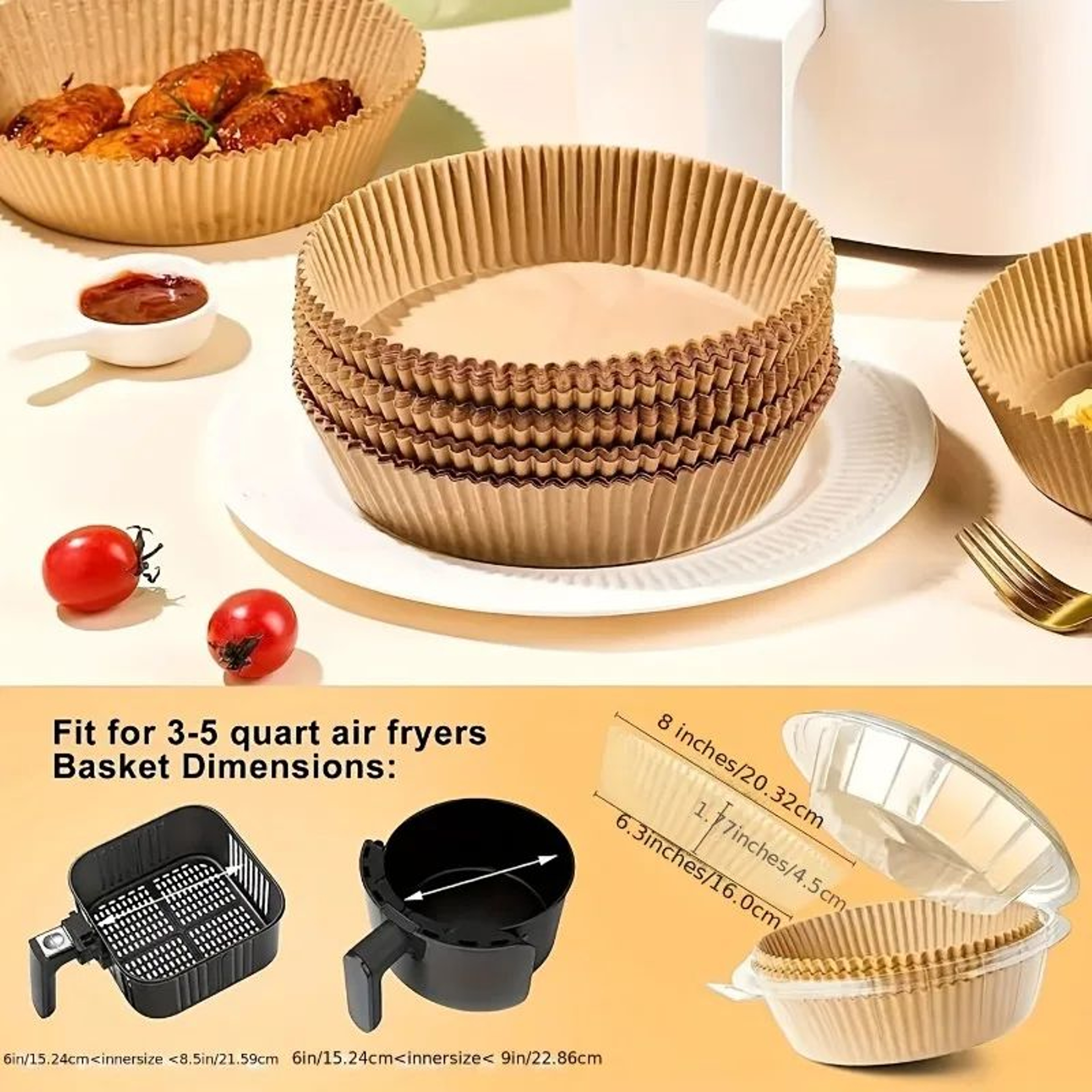 Air Fryer Paper Liners 50100PCS  Air Fryer Liners For MessFree Cooking OilProof Parchment Paper Lin 5