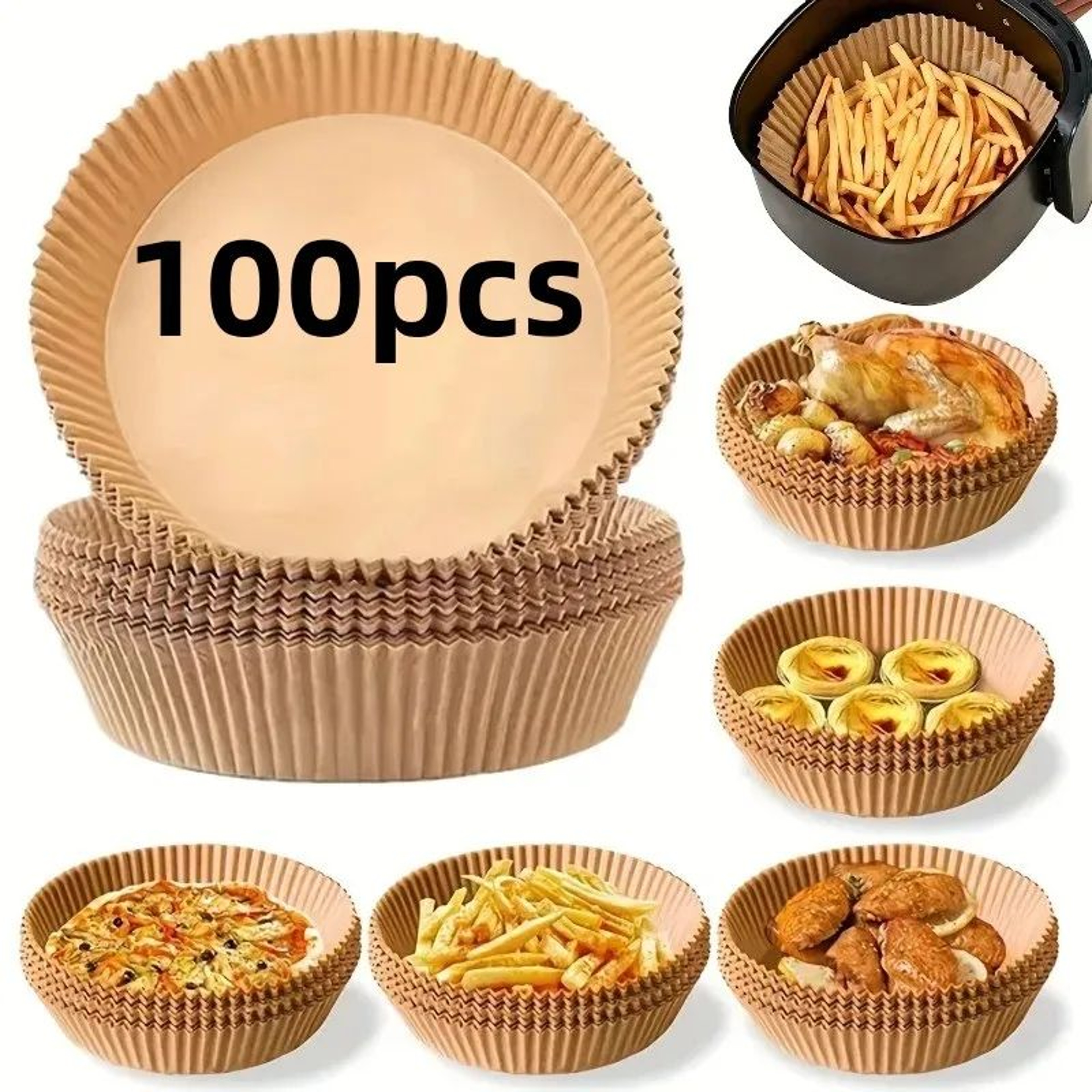 Air Fryer Paper Liners 50100PCS  Air Fryer Liners For MessFree Cooking OilProof Parchment Paper Lin 7
