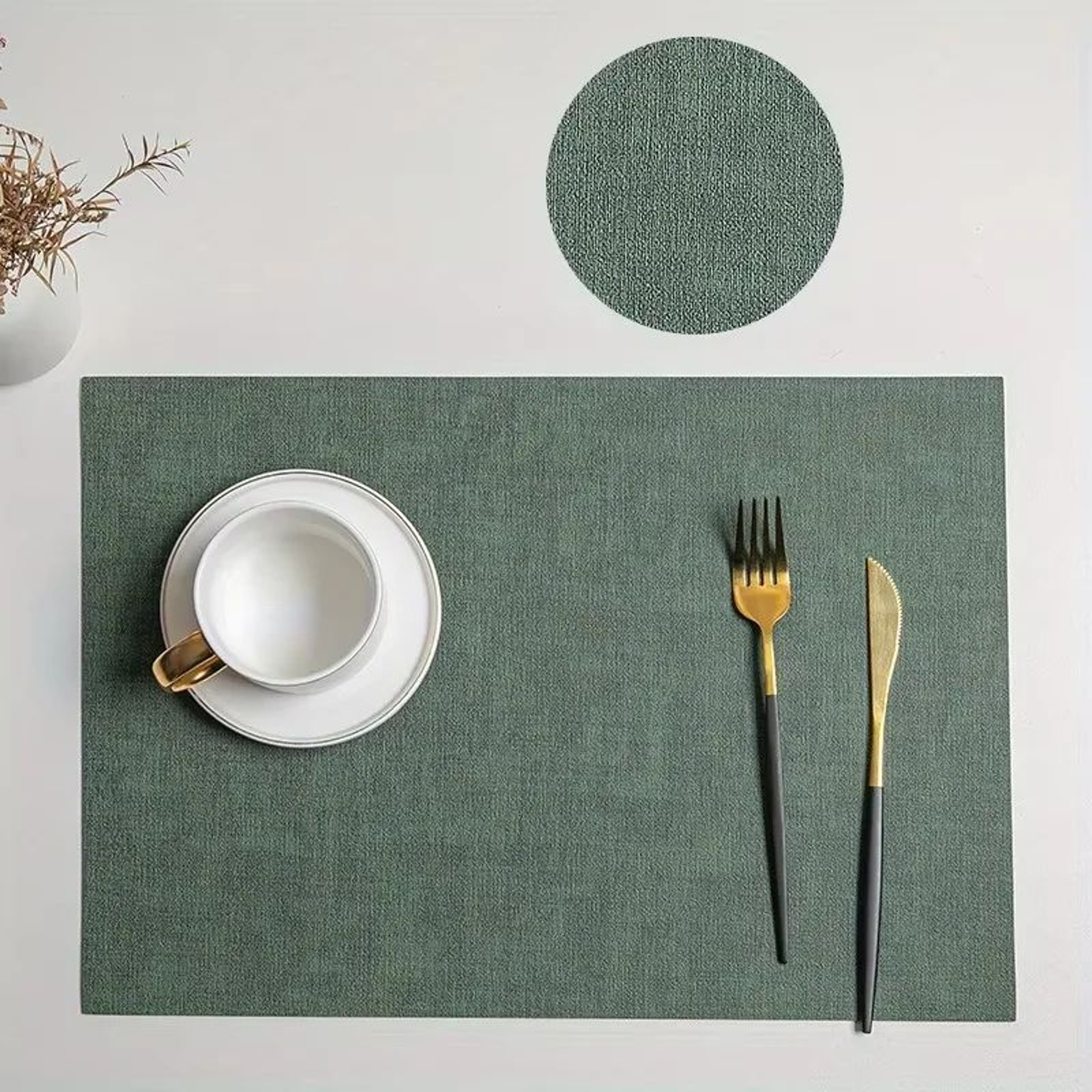 Faux Leather Placemats Set  Waterproof HeatResistant NonSlip Wipeable Table Mats 6