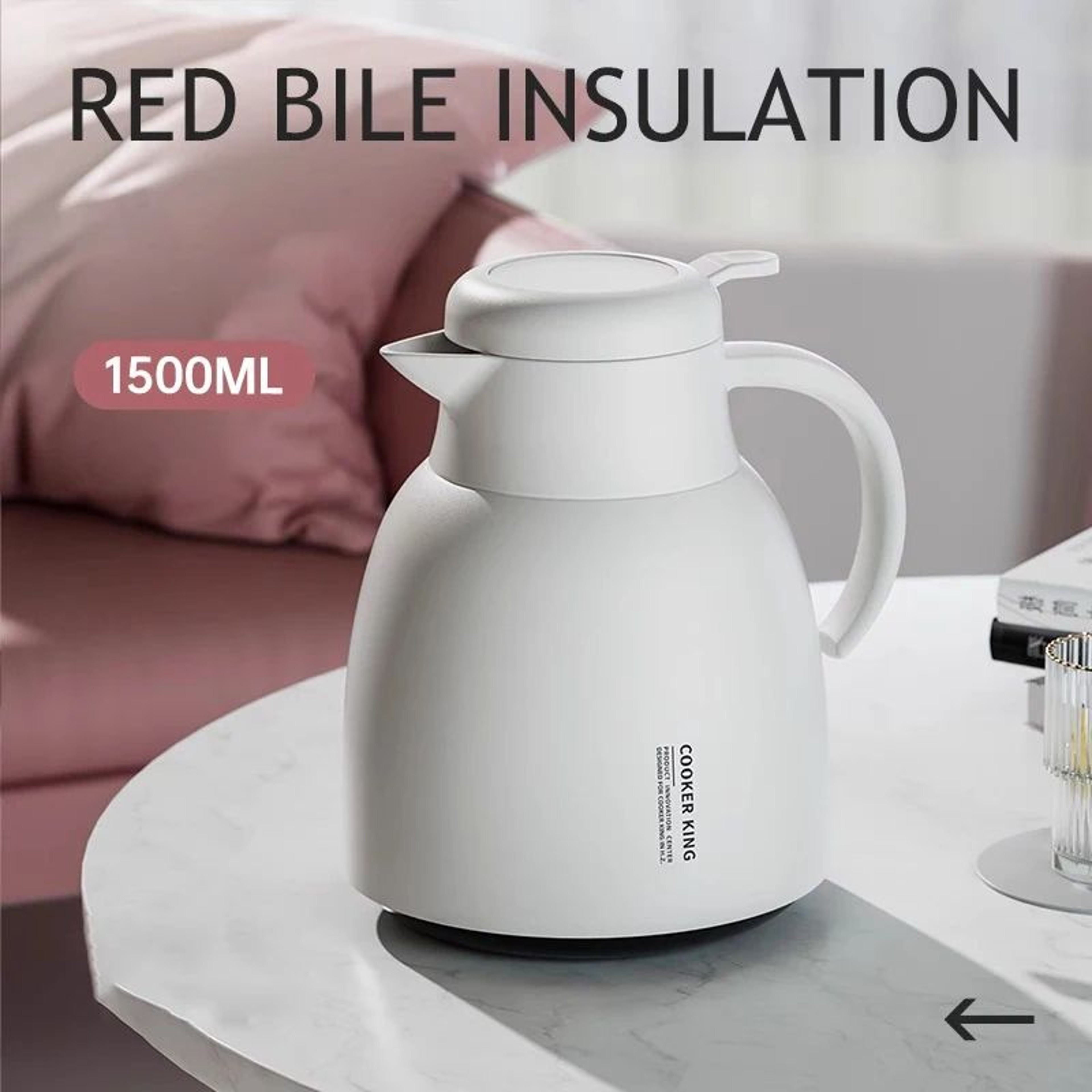 COOKER KING 1500ML Glass Thermal Kettle  Portable Insulated Water Pot For Hot  Cold Drinks 6