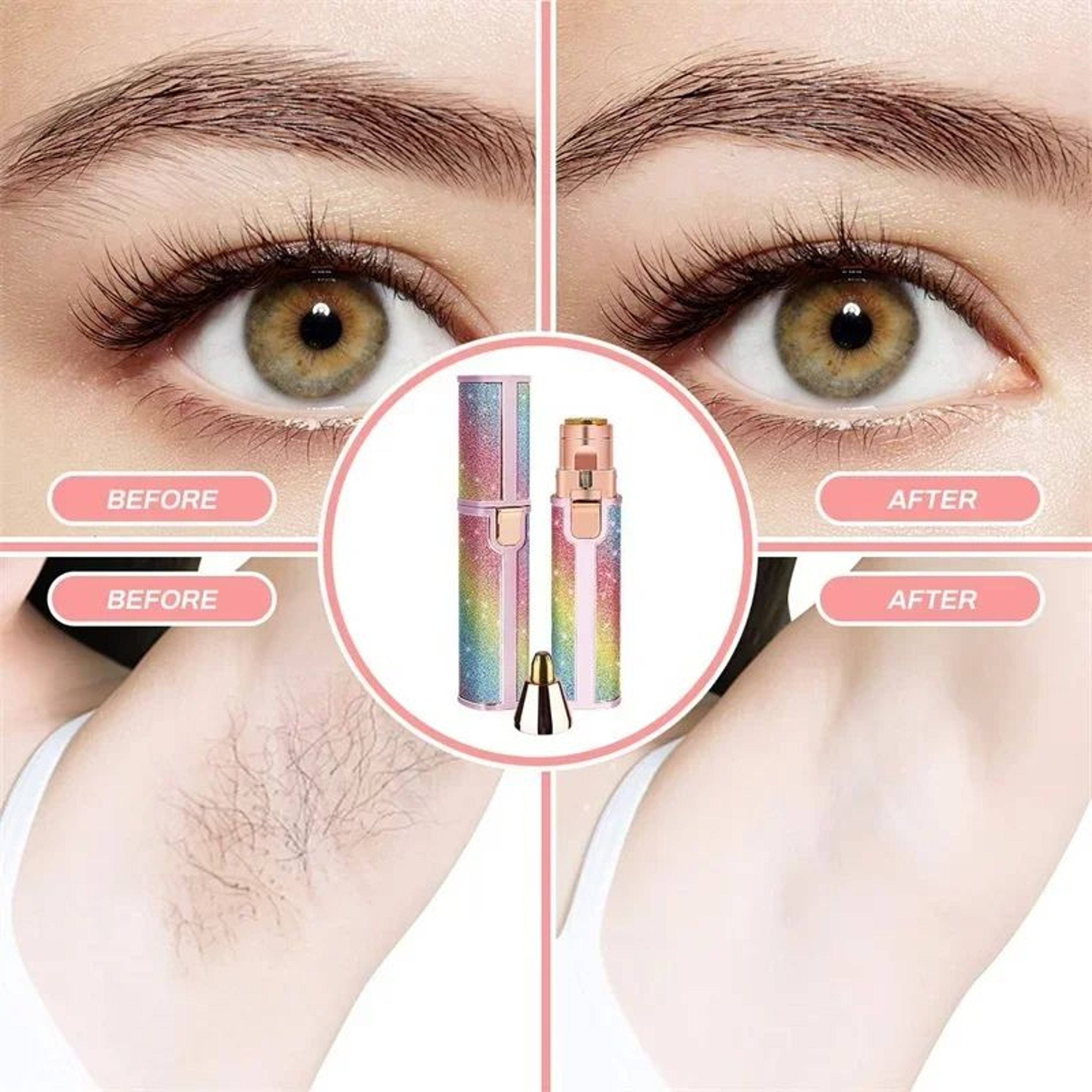 2in1 Electric Eyebrow Trimmer With LED Light  Painless Brow Shaper  Facial Hair Remover 2