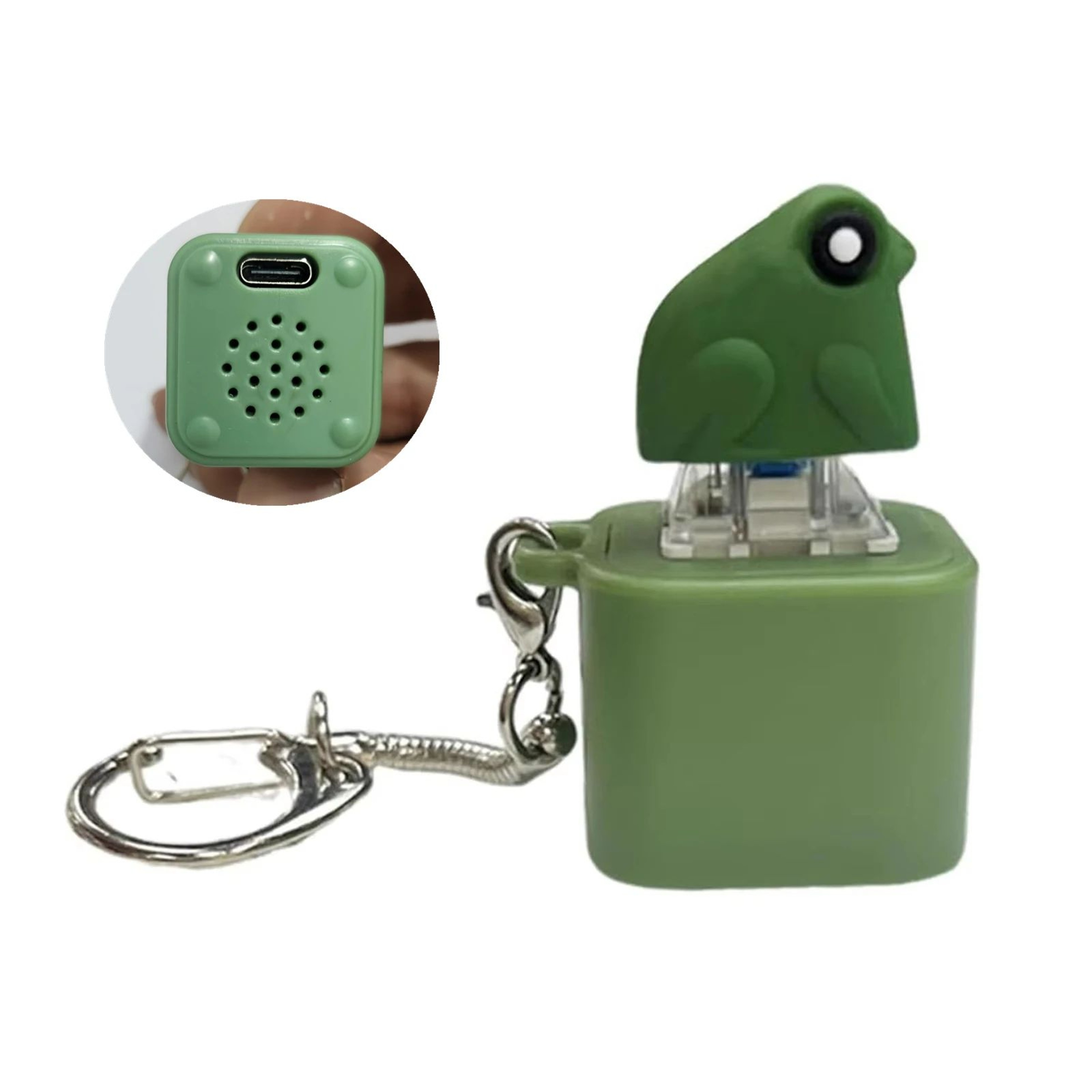 Rechargeable Croaking Frog Fidget Keychain With LED Lights Stress Relief Clicker Charm 7