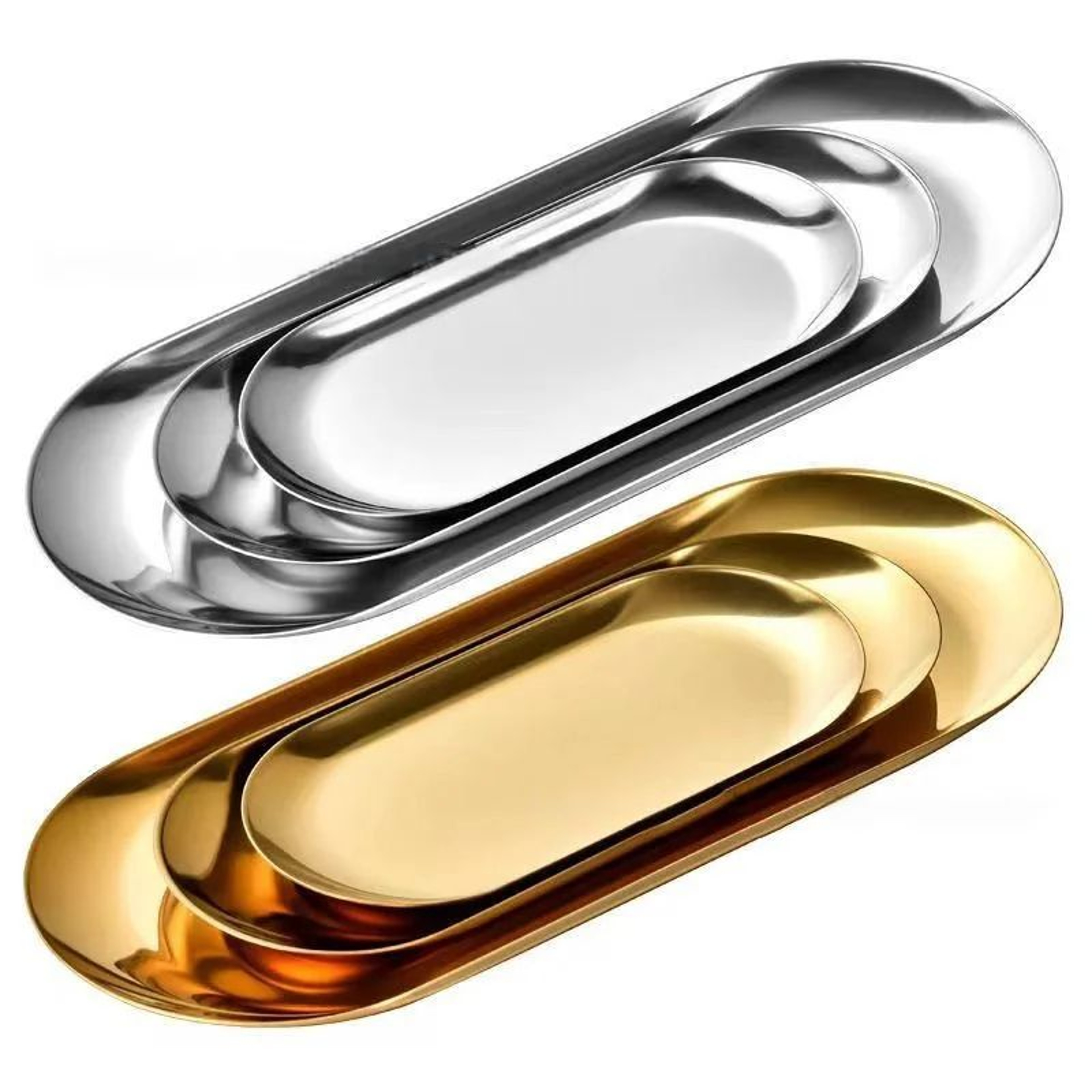 Nordic Oval Gold Stainless Steel Serving Tray For Snacks Desserts  Vanity Storage 0
