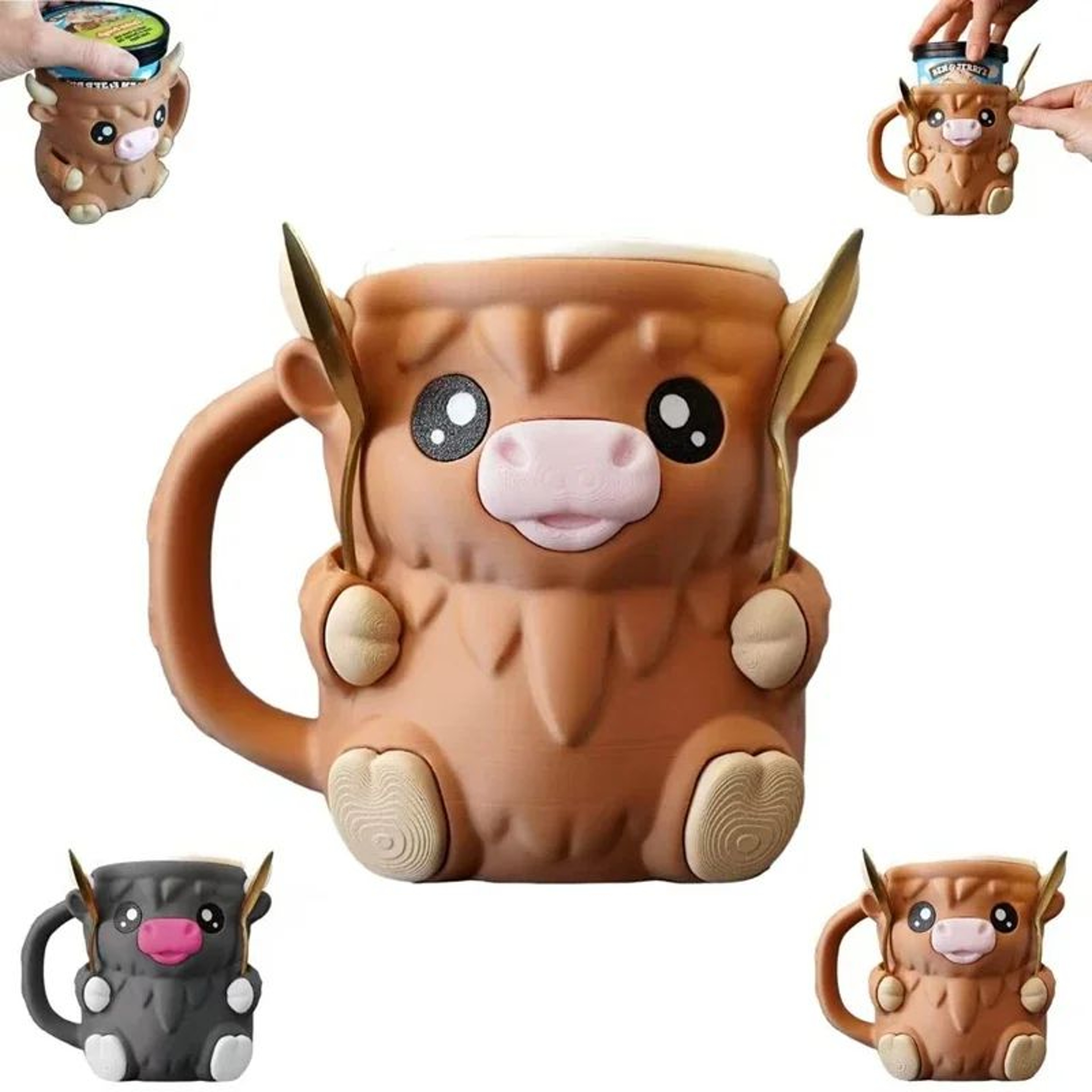Scottish Highland Cow 3D Ceramic Coffee Mug  Cute Cartoon Kyloe Breakfast Cup Gift 2