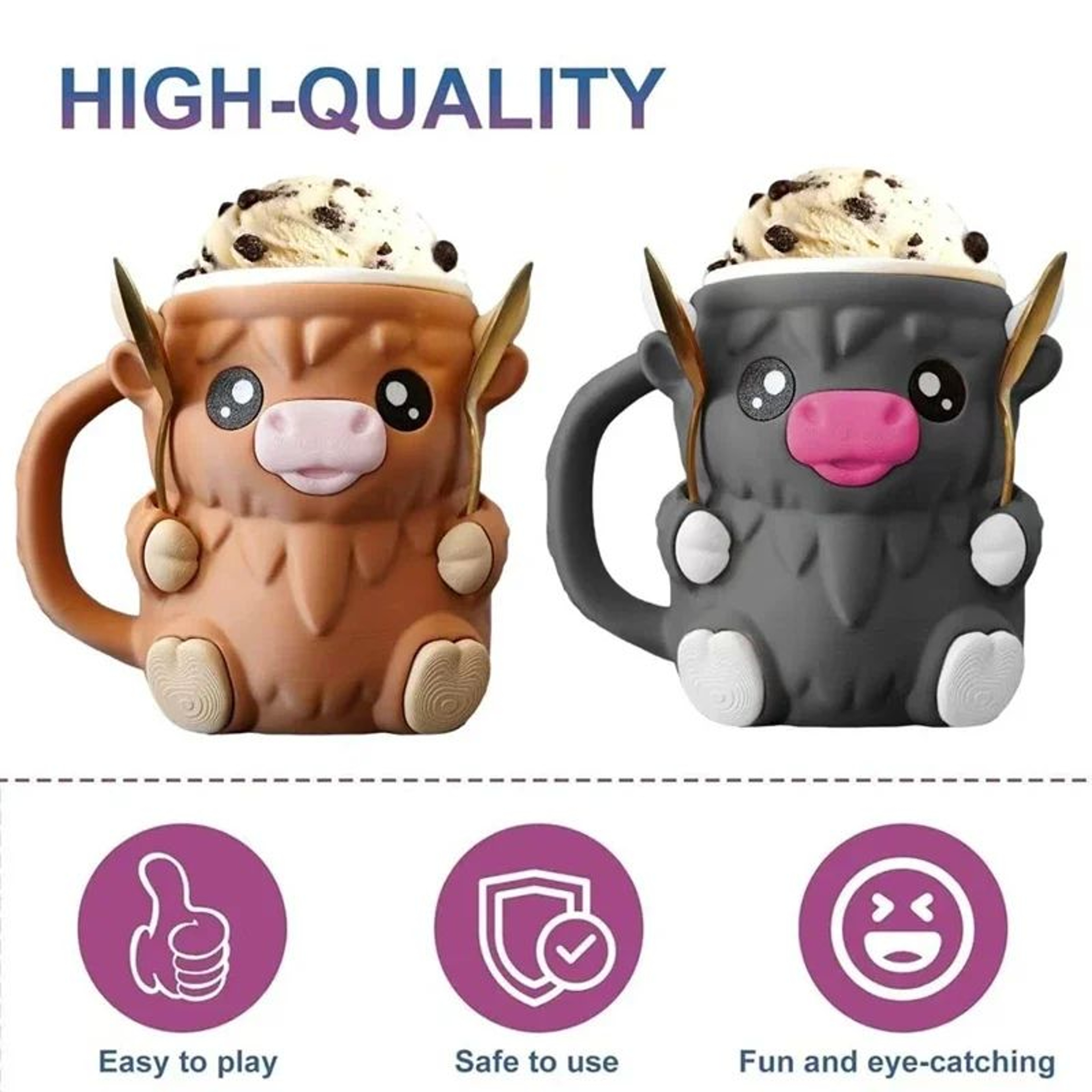 Scottish Highland Cow 3D Ceramic Coffee Mug  Cute Cartoon Kyloe Breakfast Cup Gift 3