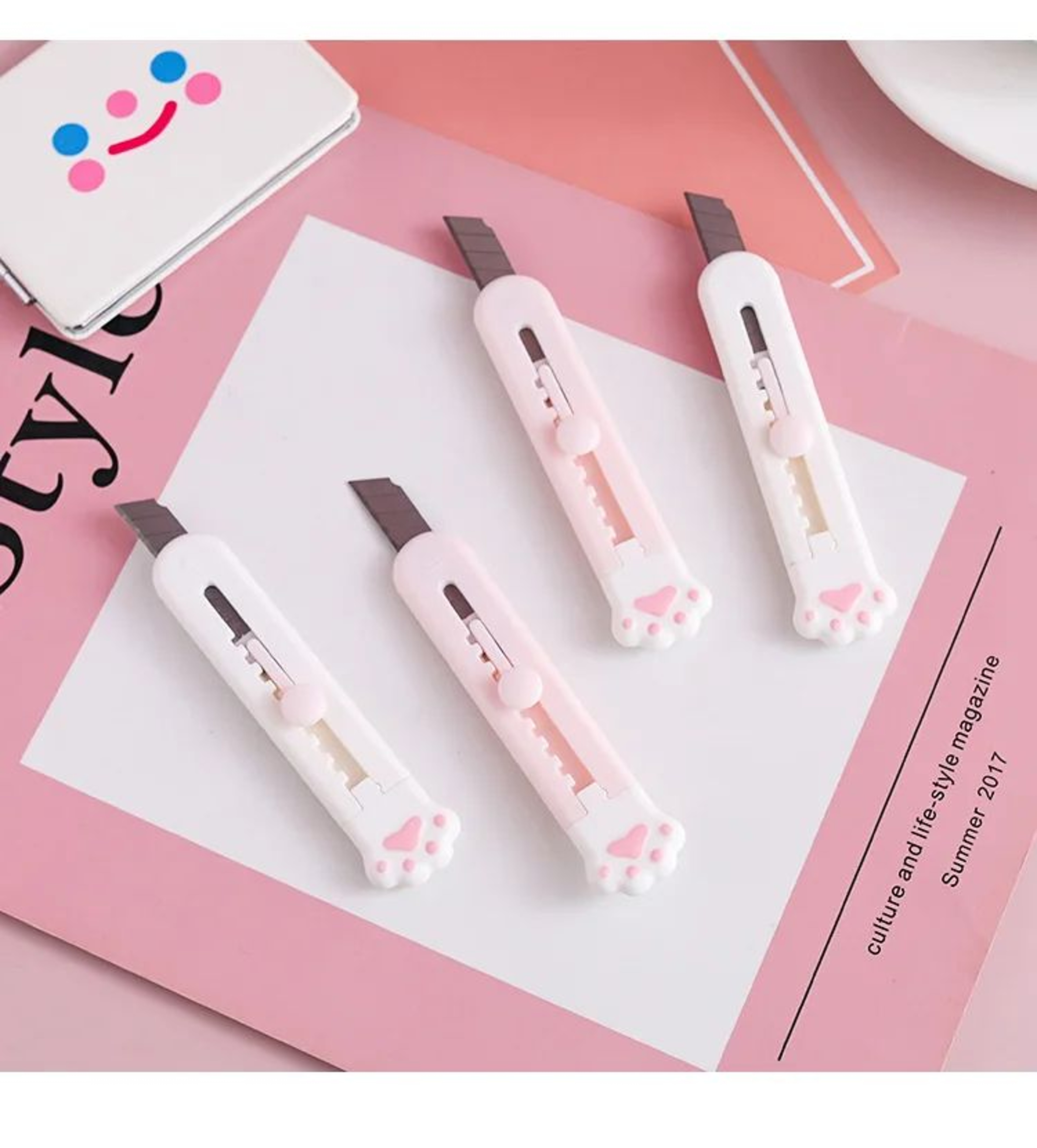 Cat Paw Mini Paper Cutter Retractable Craft Knife For Kawaii Stationery And Quick Package Opens 1