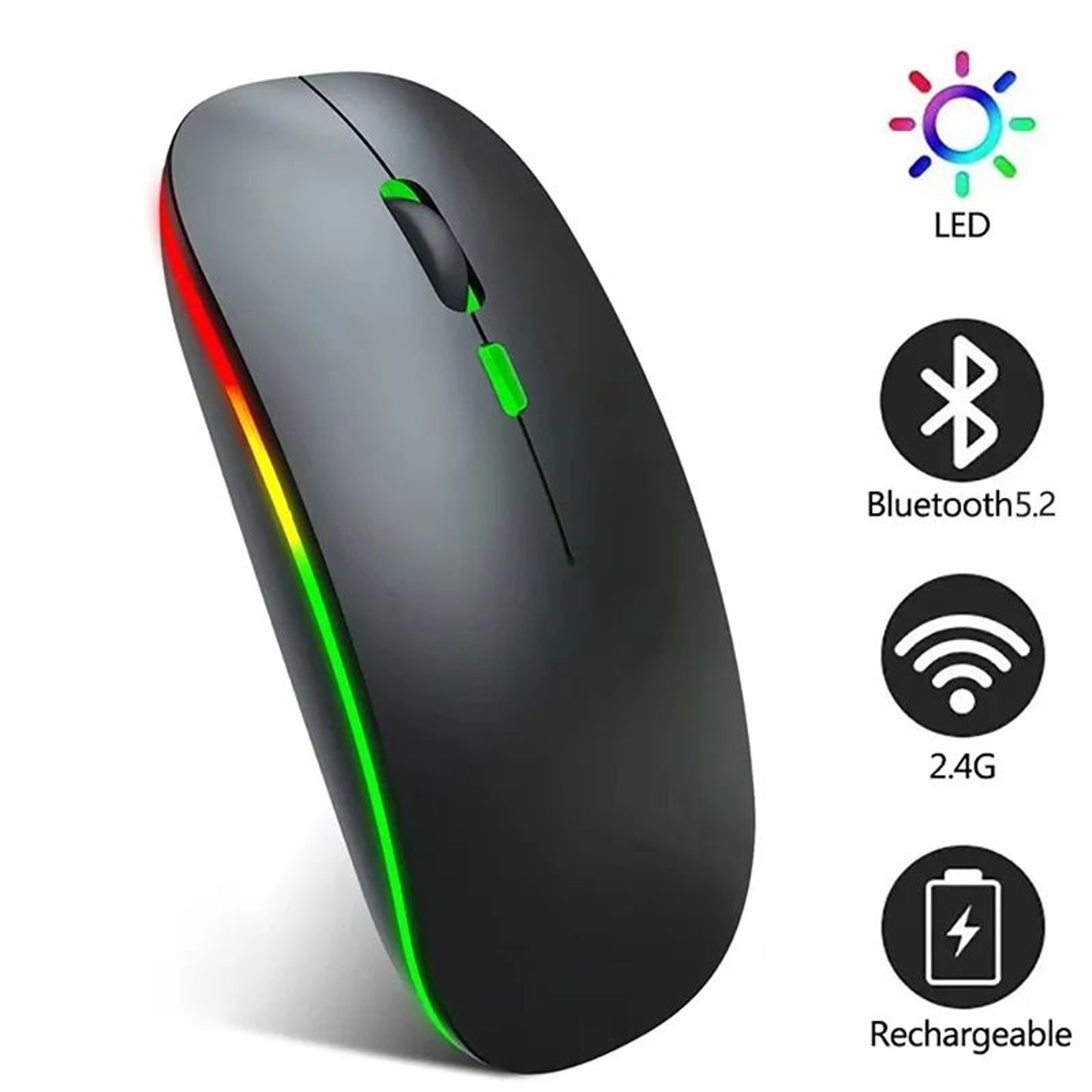 DualMode Bluetooth Wireless Mouse Rechargeable Silent LED Ergonomic Mouse For Laptop And PC 2