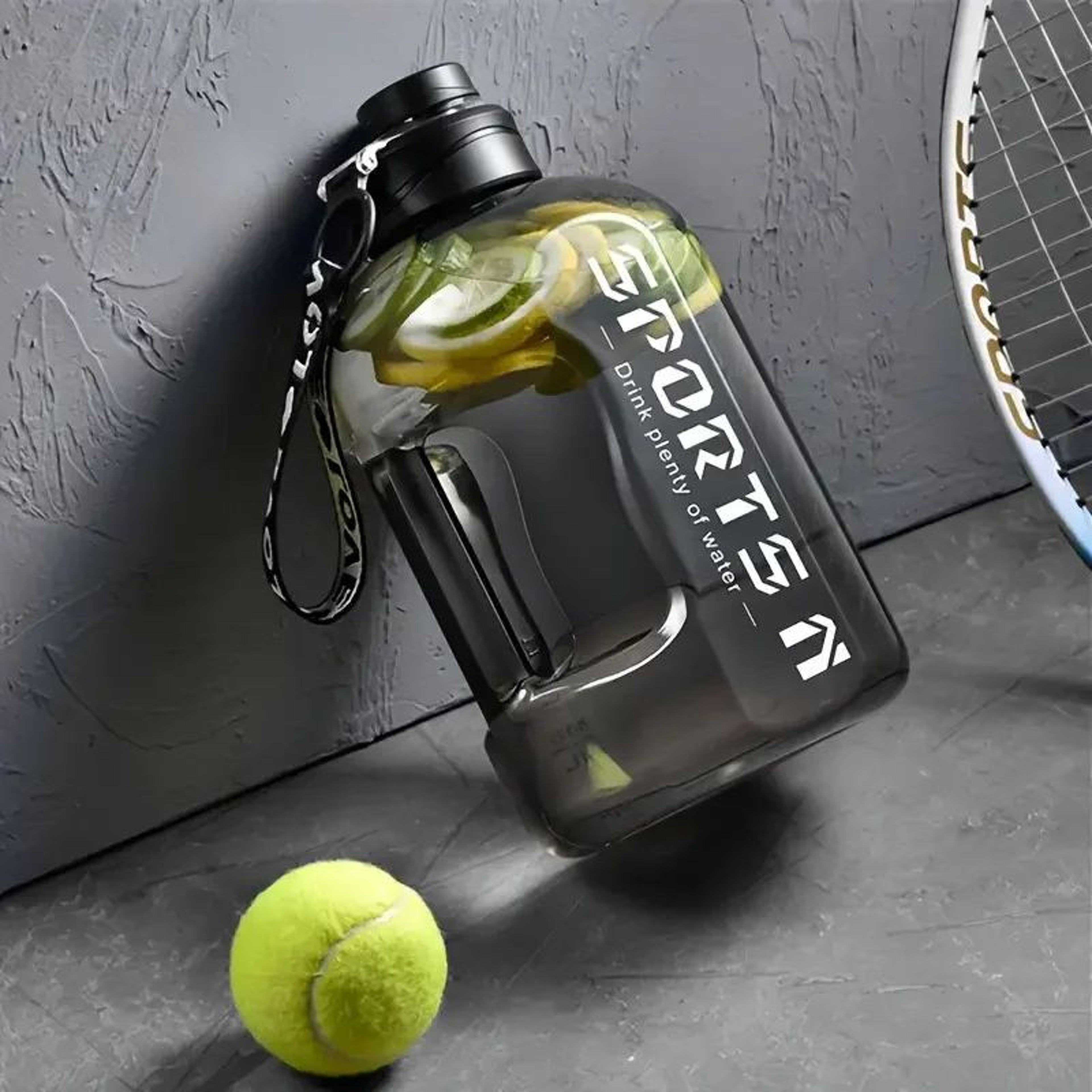Hydration Tracker Large Capacity Sports Bottle With Time Markers  Straw Lid 0