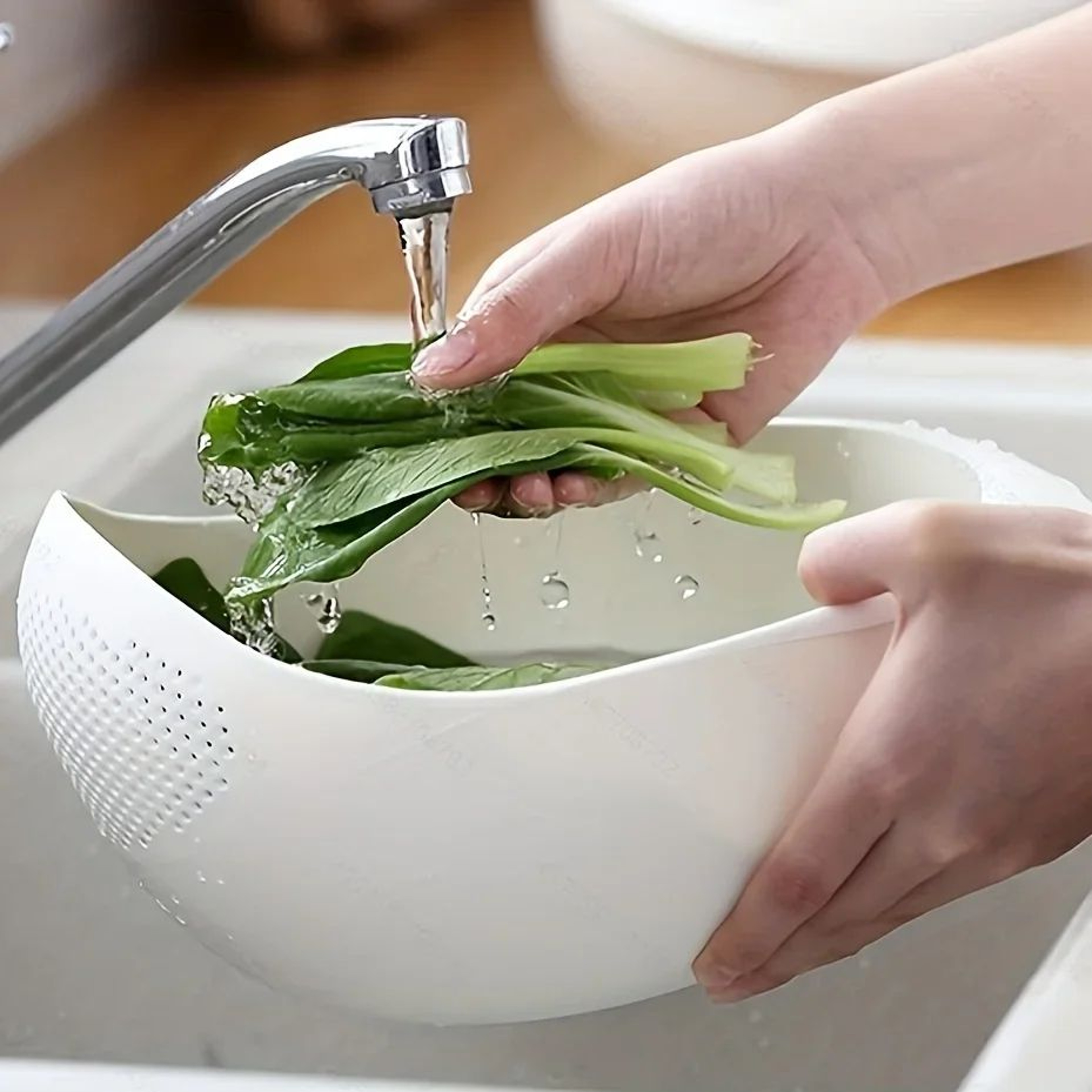 Rice Washing Strainer Bowl With Handles  Small Hole Rice Strainer  Kitchen Drain Basket 3