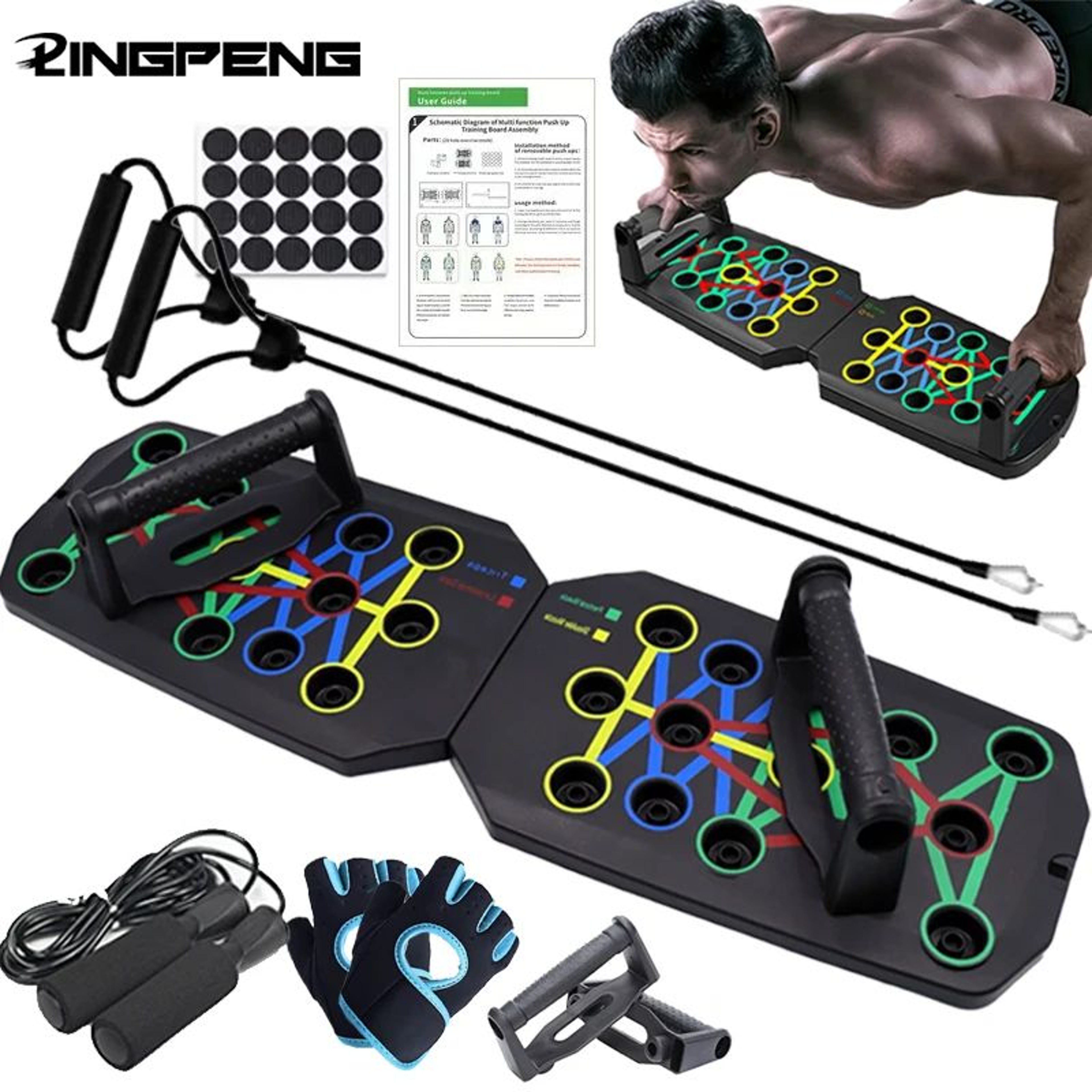 Foldable ColorCoded PushUp Board With Handles For Home Workouts And Upper Body Training 0