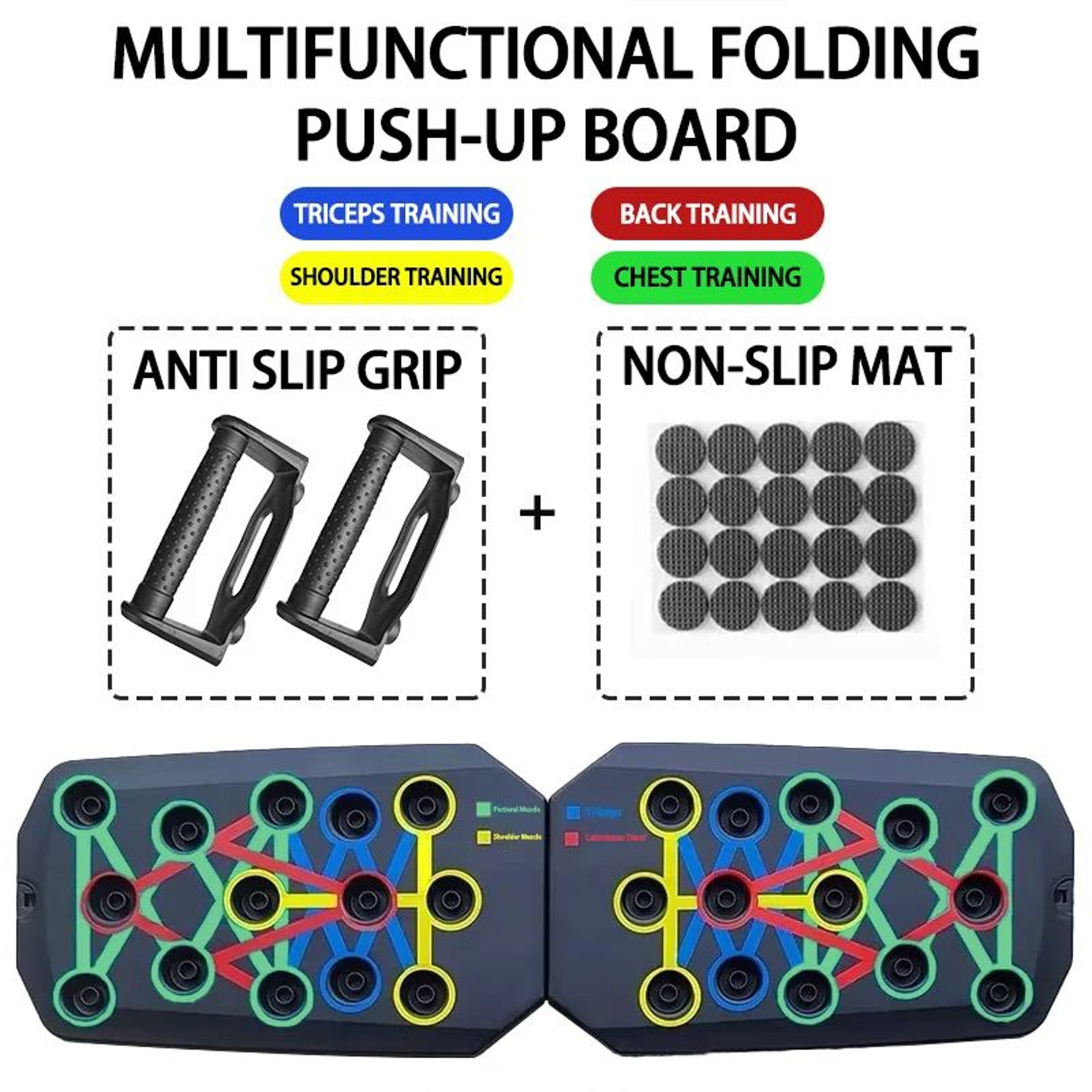 Foldable ColorCoded PushUp Board With Handles For Home Workouts And Upper Body Training 6