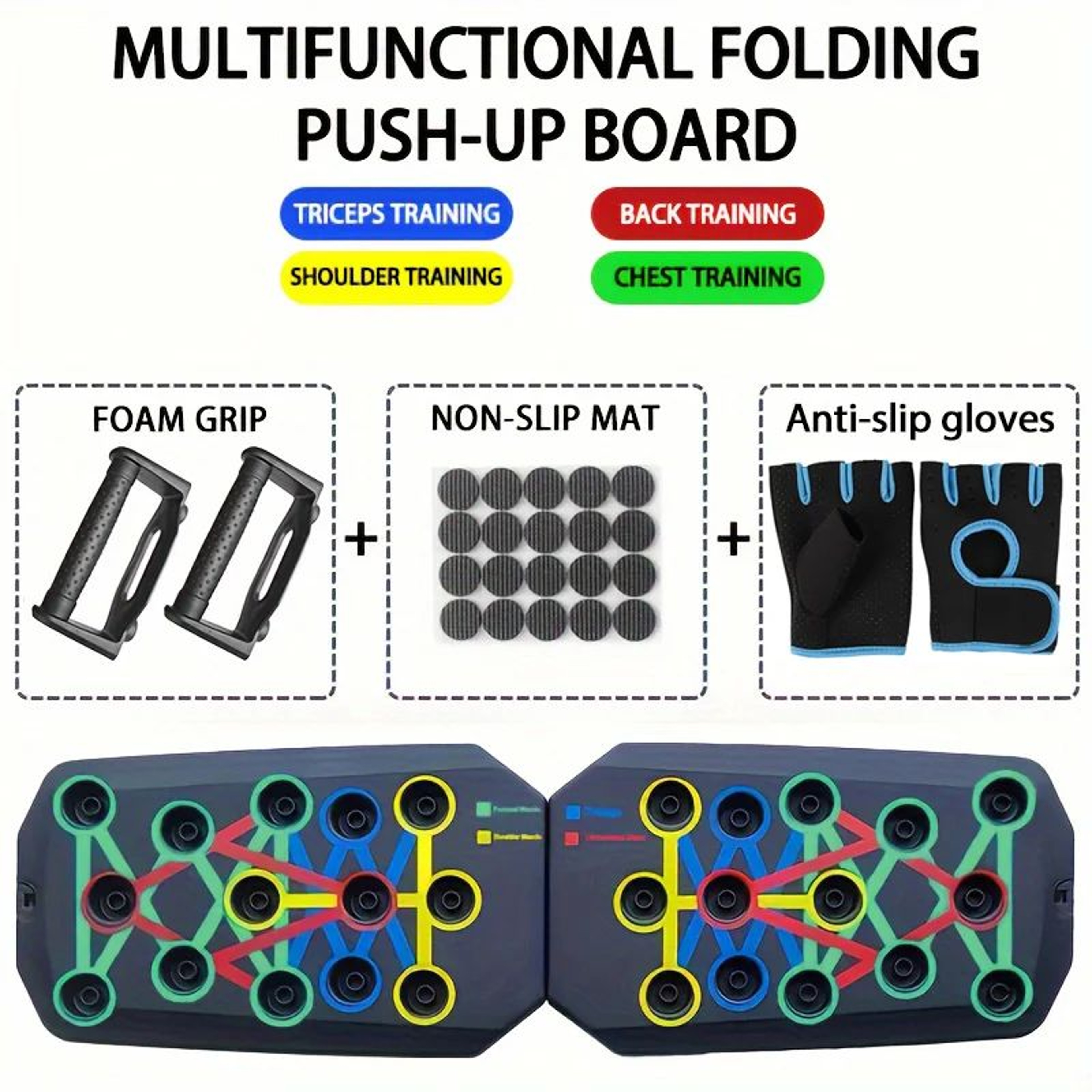 Foldable ColorCoded PushUp Board With Handles For Home Workouts And Upper Body Training 8