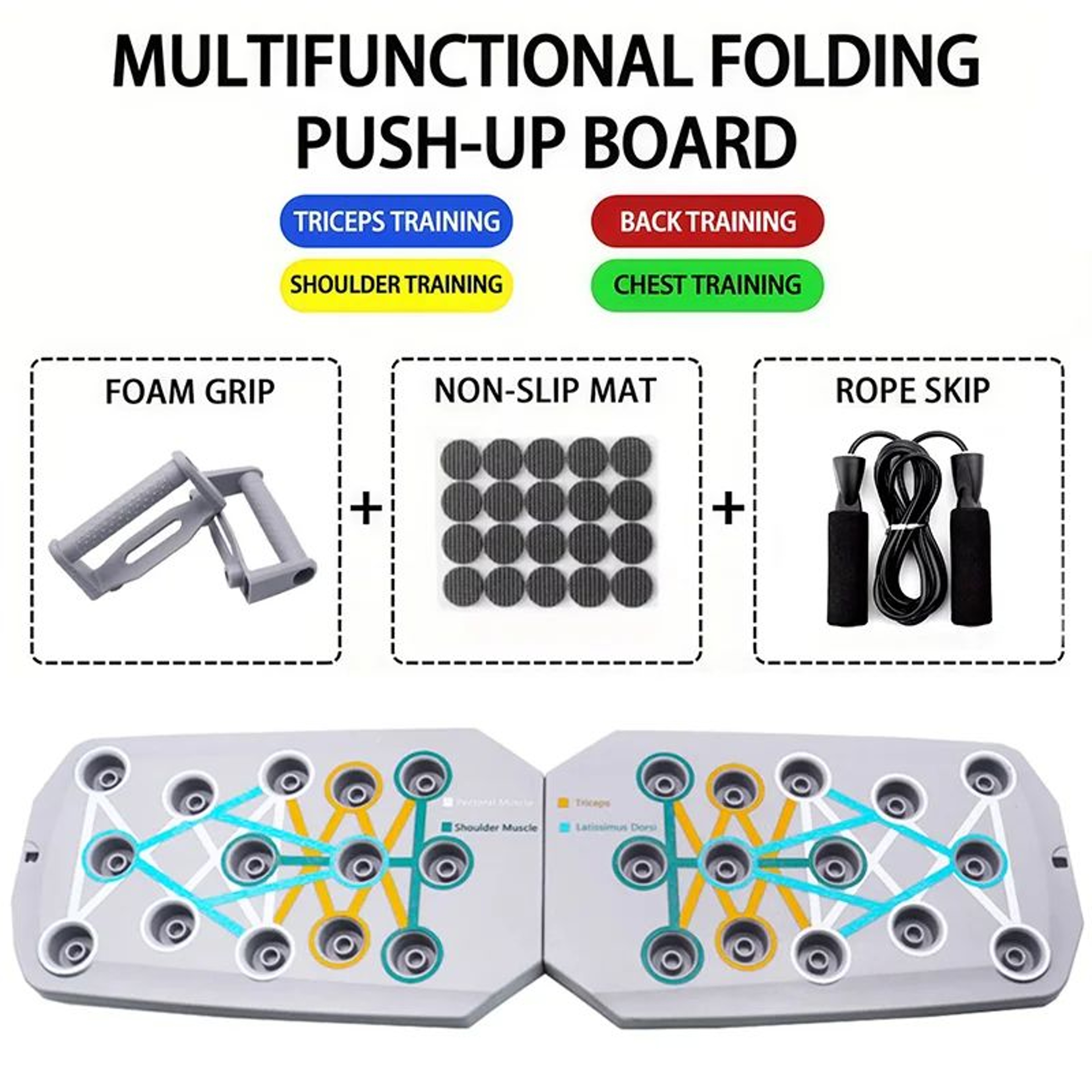 Foldable ColorCoded PushUp Board With Handles For Home Workouts And Upper Body Training 13
