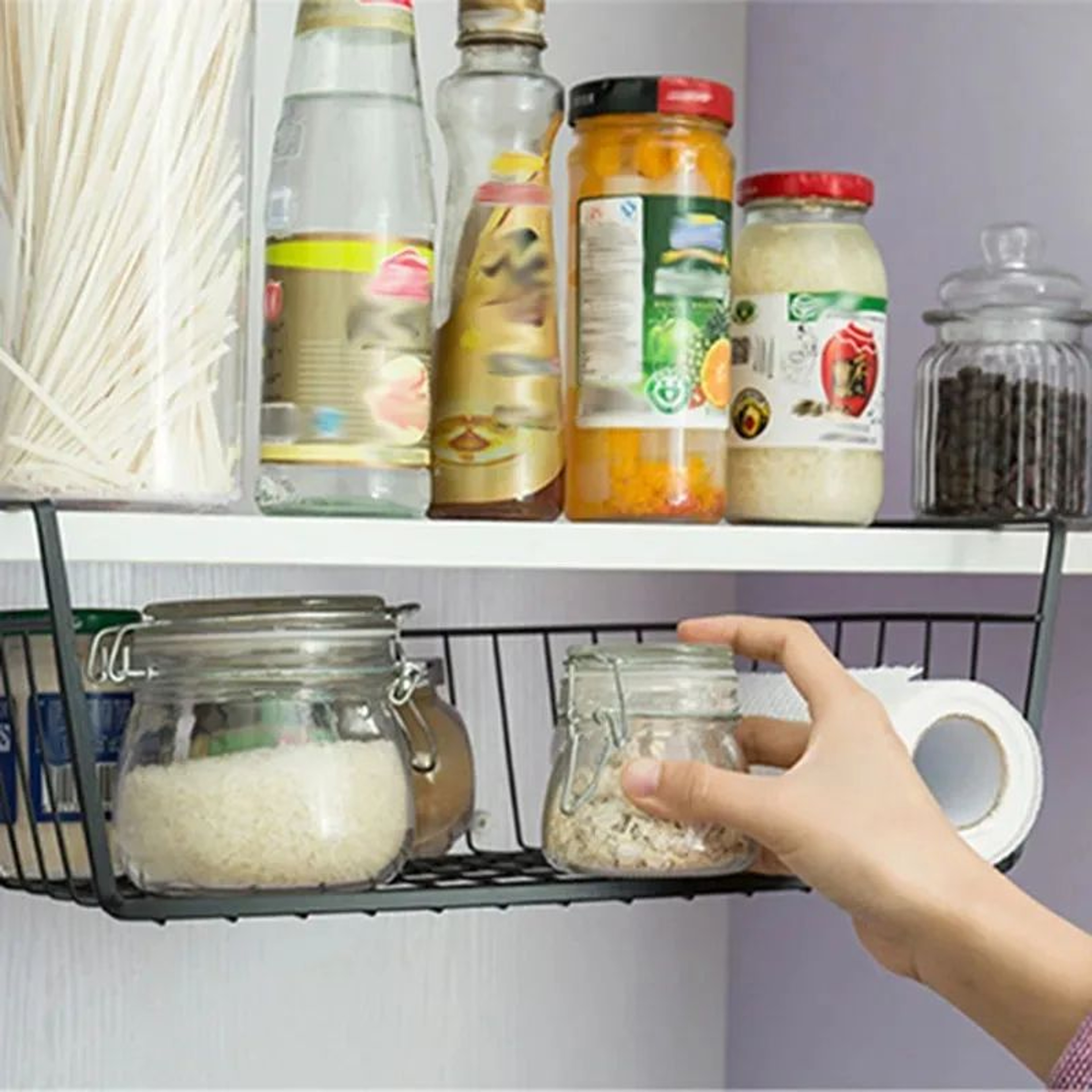 MultiFunctional Under Shelf Basket Hanging Storage Basket For Kitchen  Bathroom Perforated Metal 1