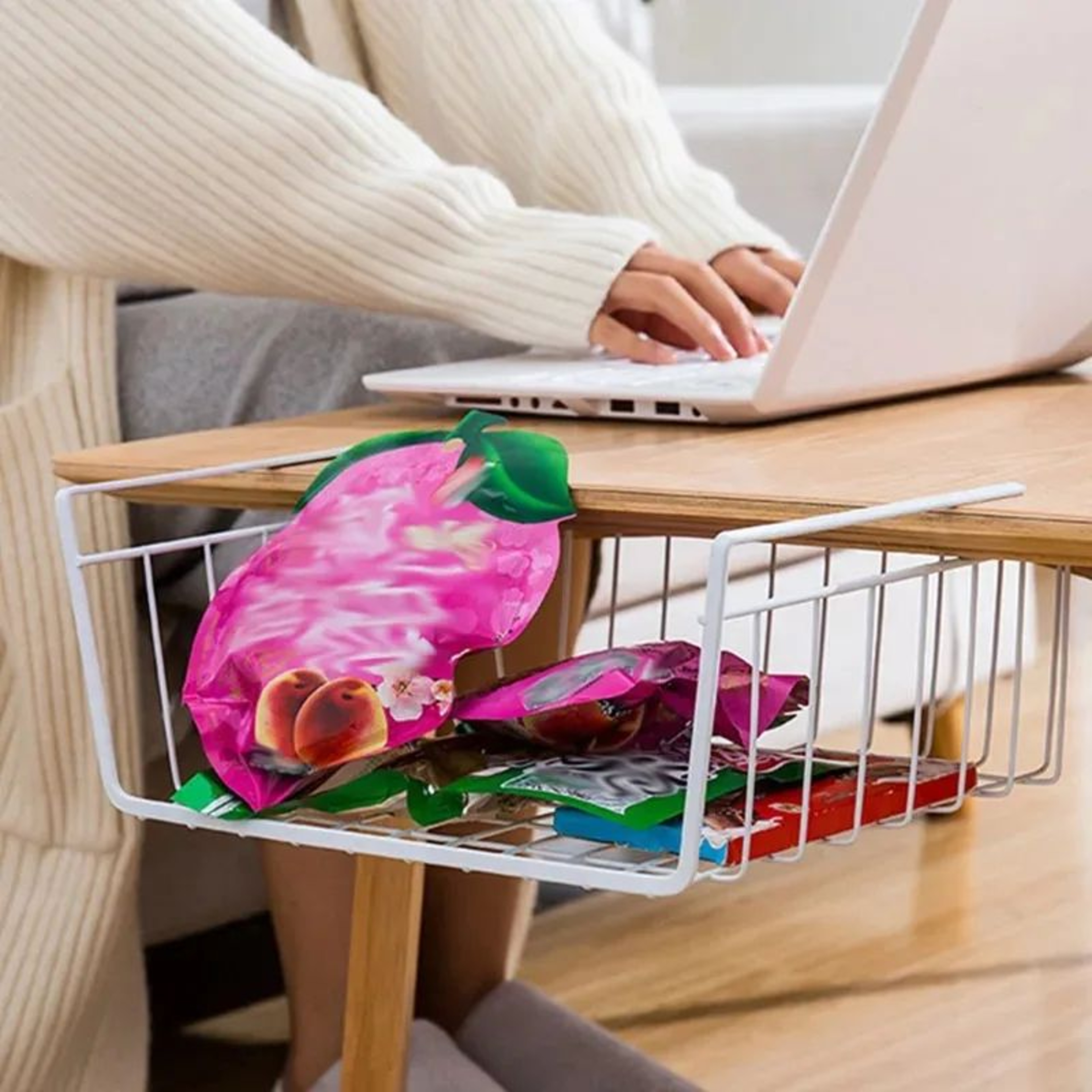 MultiFunctional Under Shelf Basket Hanging Storage Basket For Kitchen  Bathroom Perforated Metal 3