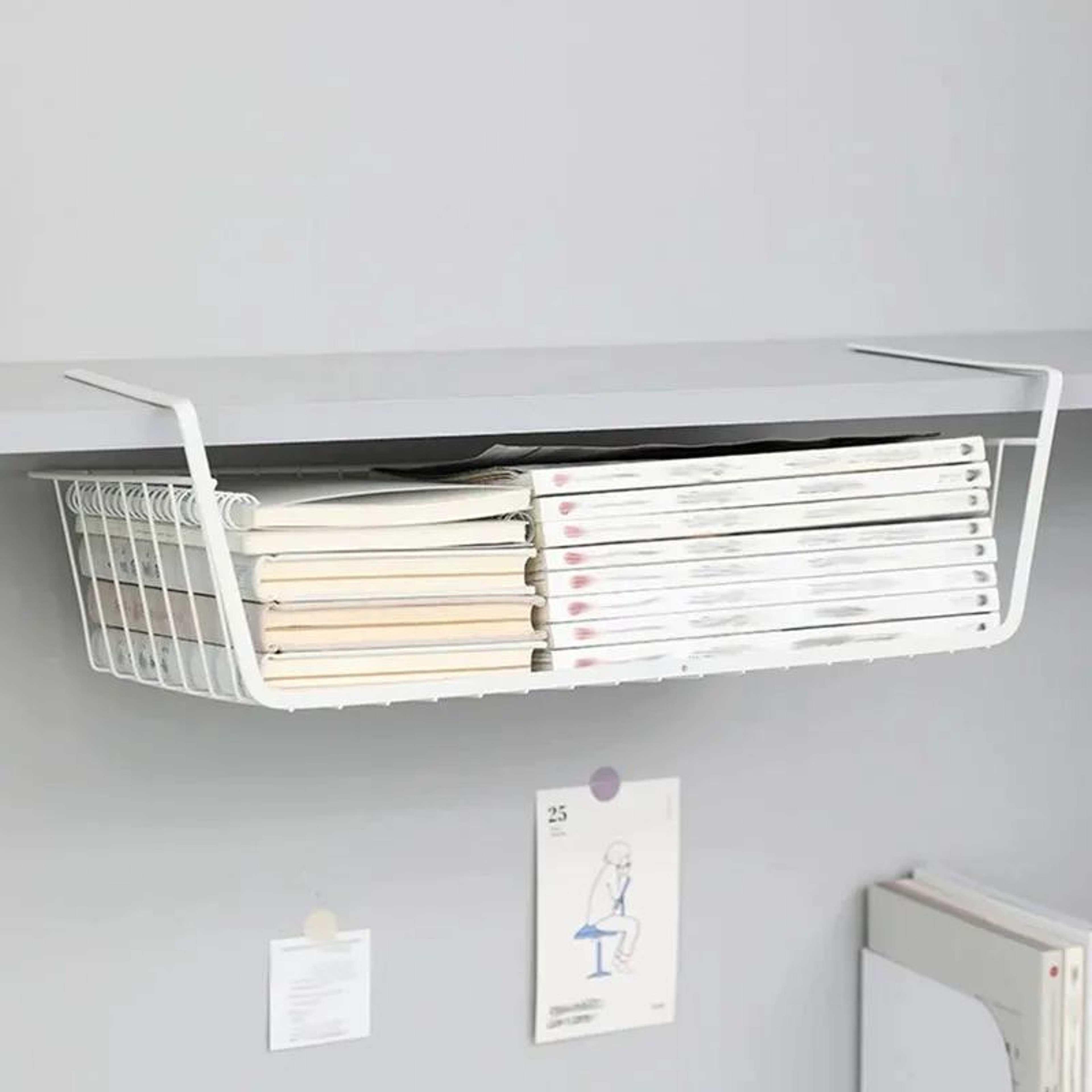 MultiFunctional Under Shelf Basket Hanging Storage Basket For Kitchen  Bathroom Perforated Metal 5