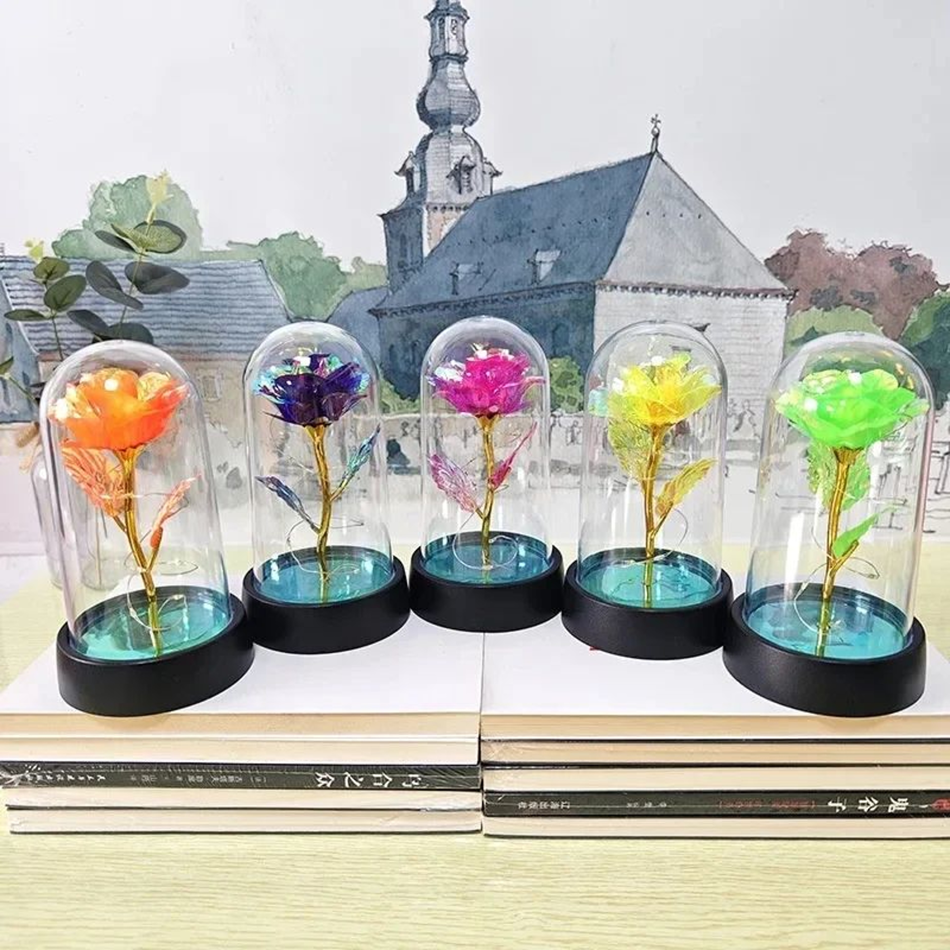 Eternal Rose In Glass Dome With LED Lights  Romantic Eternal Rose Gift Night Light For Her 4
