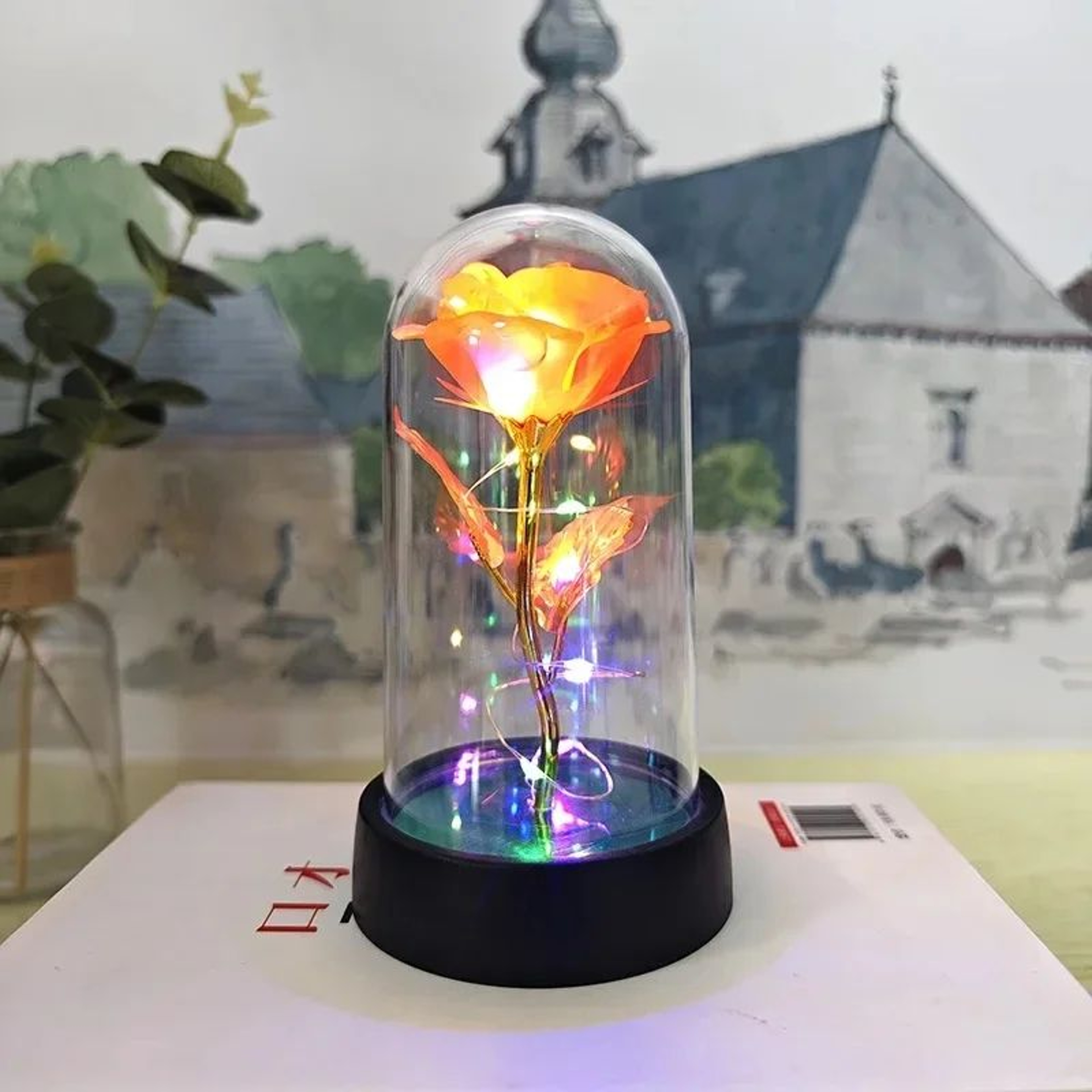 Eternal Rose In Glass Dome With LED Lights  Romantic Eternal Rose Gift Night Light For Her 19