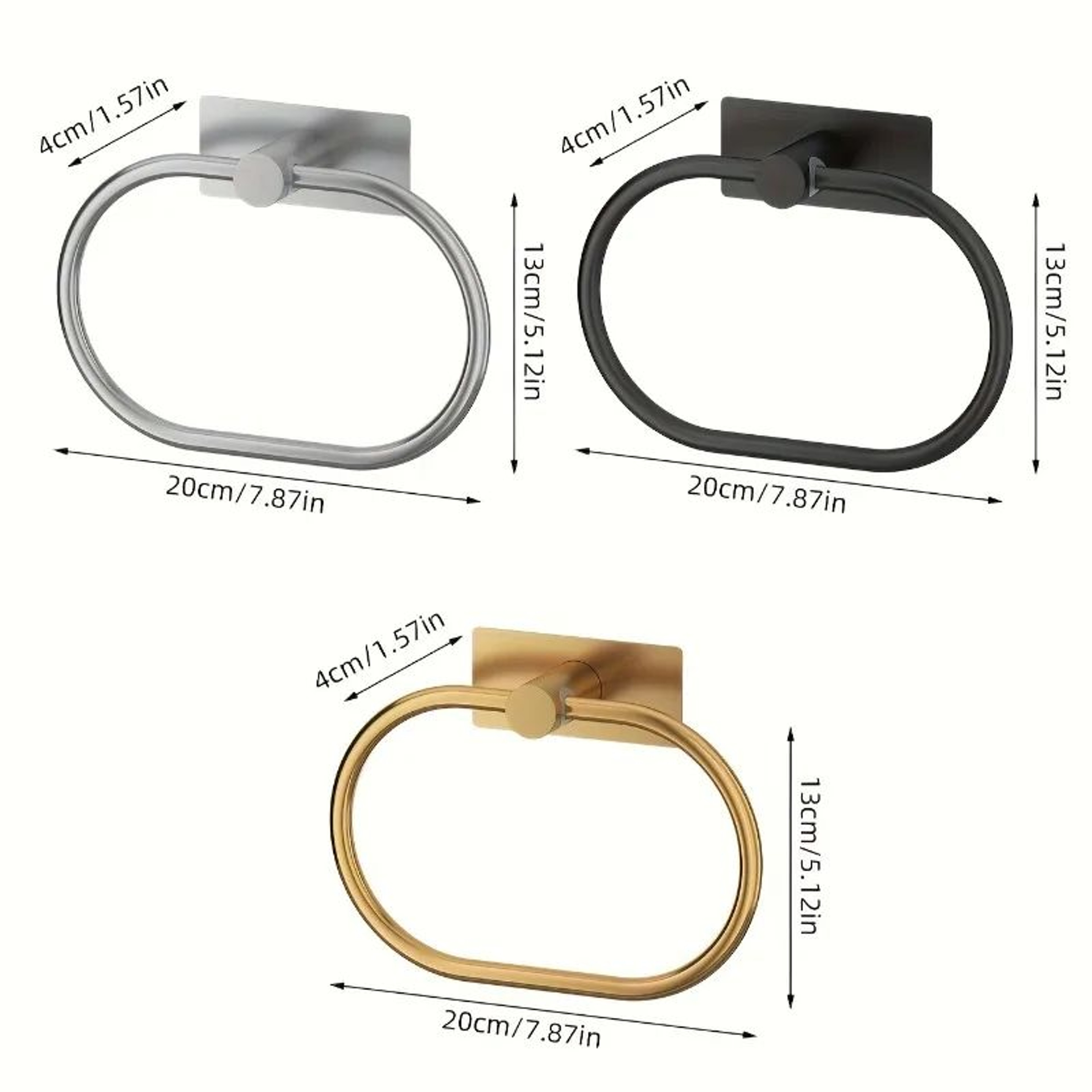 NoDrill Black Stainless Steel Towel Holder SelfAdhesive Towel Ring  Bar For Bathroom And Kitchen 5