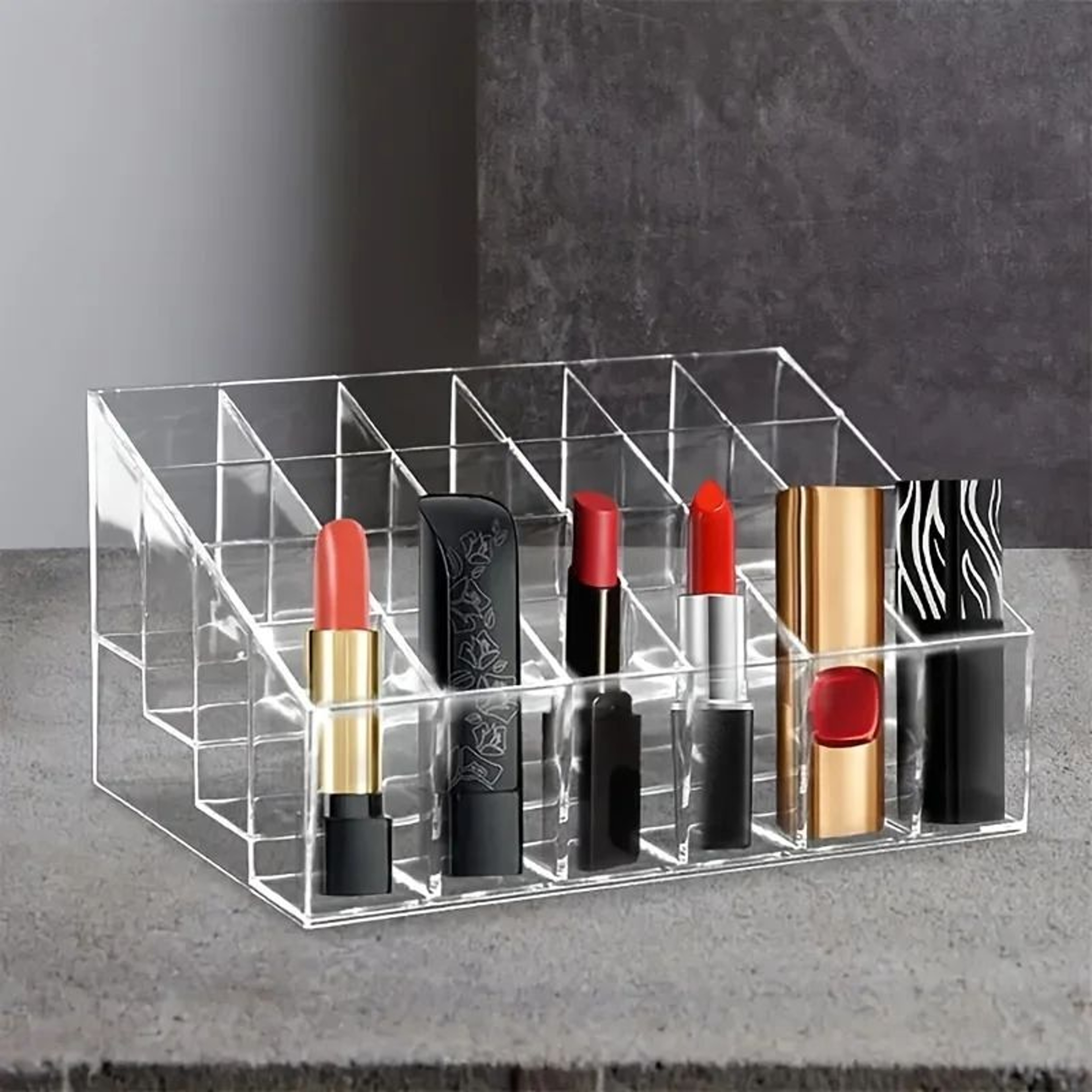 Clear Acrylic 24Slot Lipstick Organizer  Vanity Makeup Storage Box 2