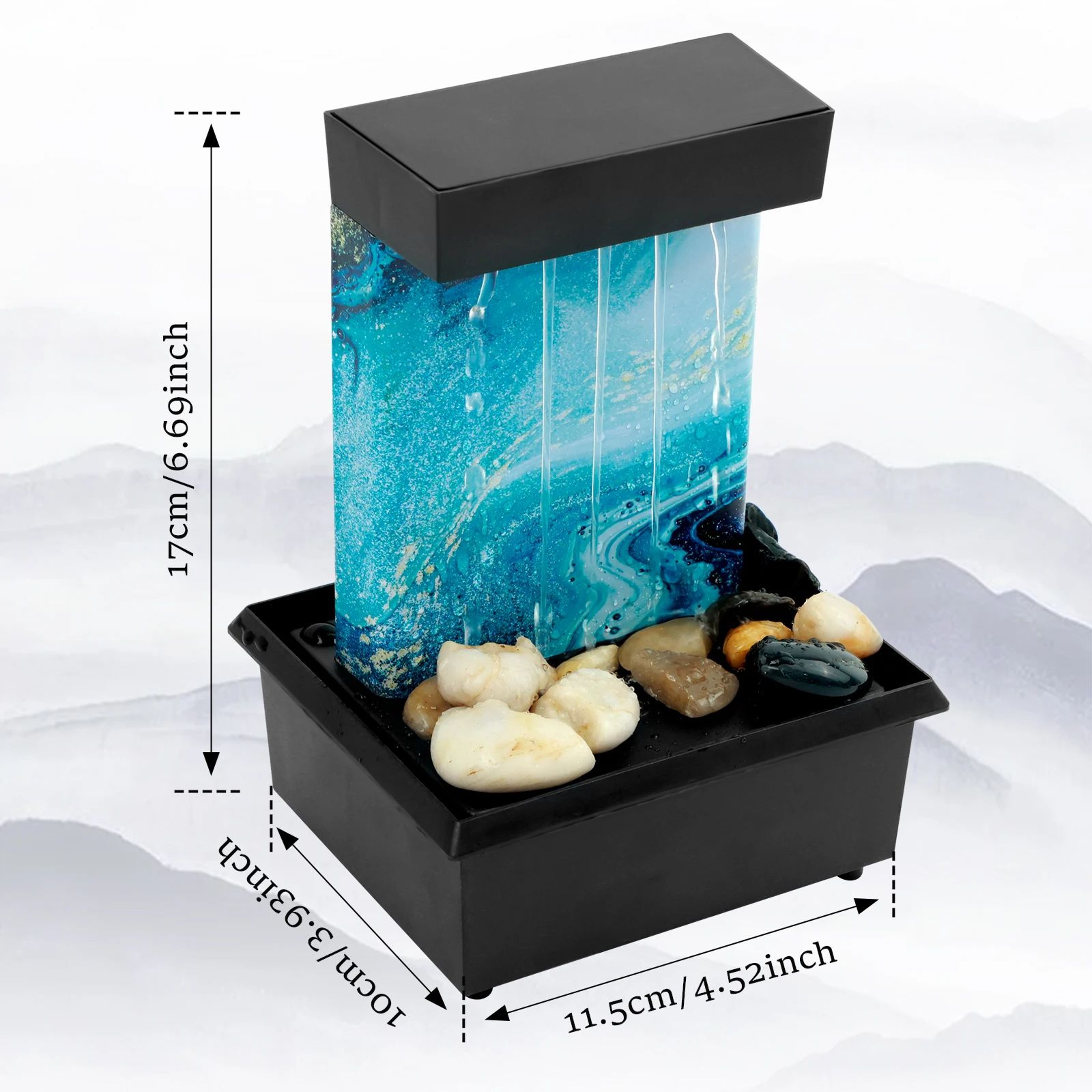 TranquilFlow Indoor Waterfall Fountain  Zen Desktop Fountain With Soft Lights  Relaxing Water Featu 8