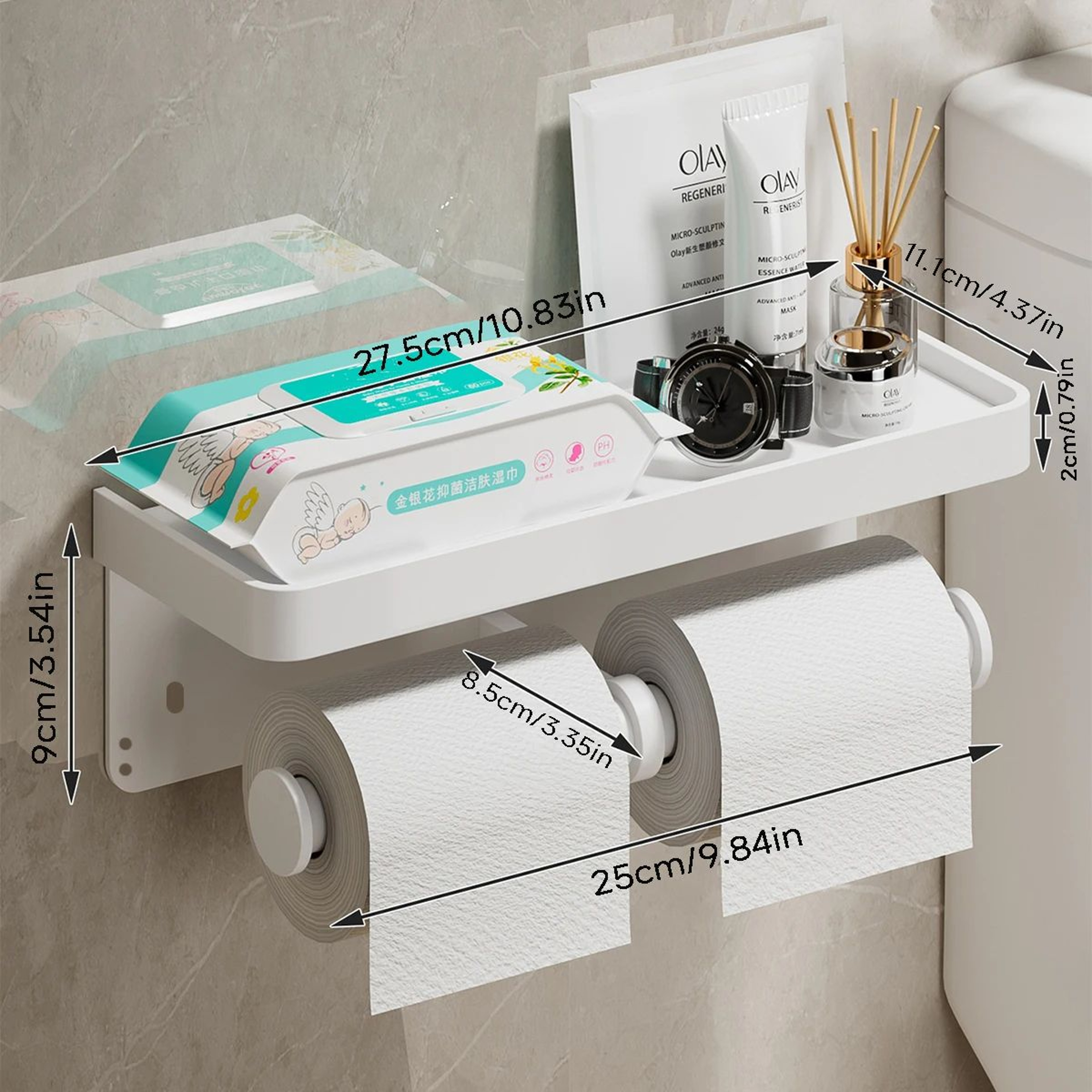 Matte Aluminum Wall Mounted Toilet Paper Holder  Modern Bathroom Tissue Rack 10